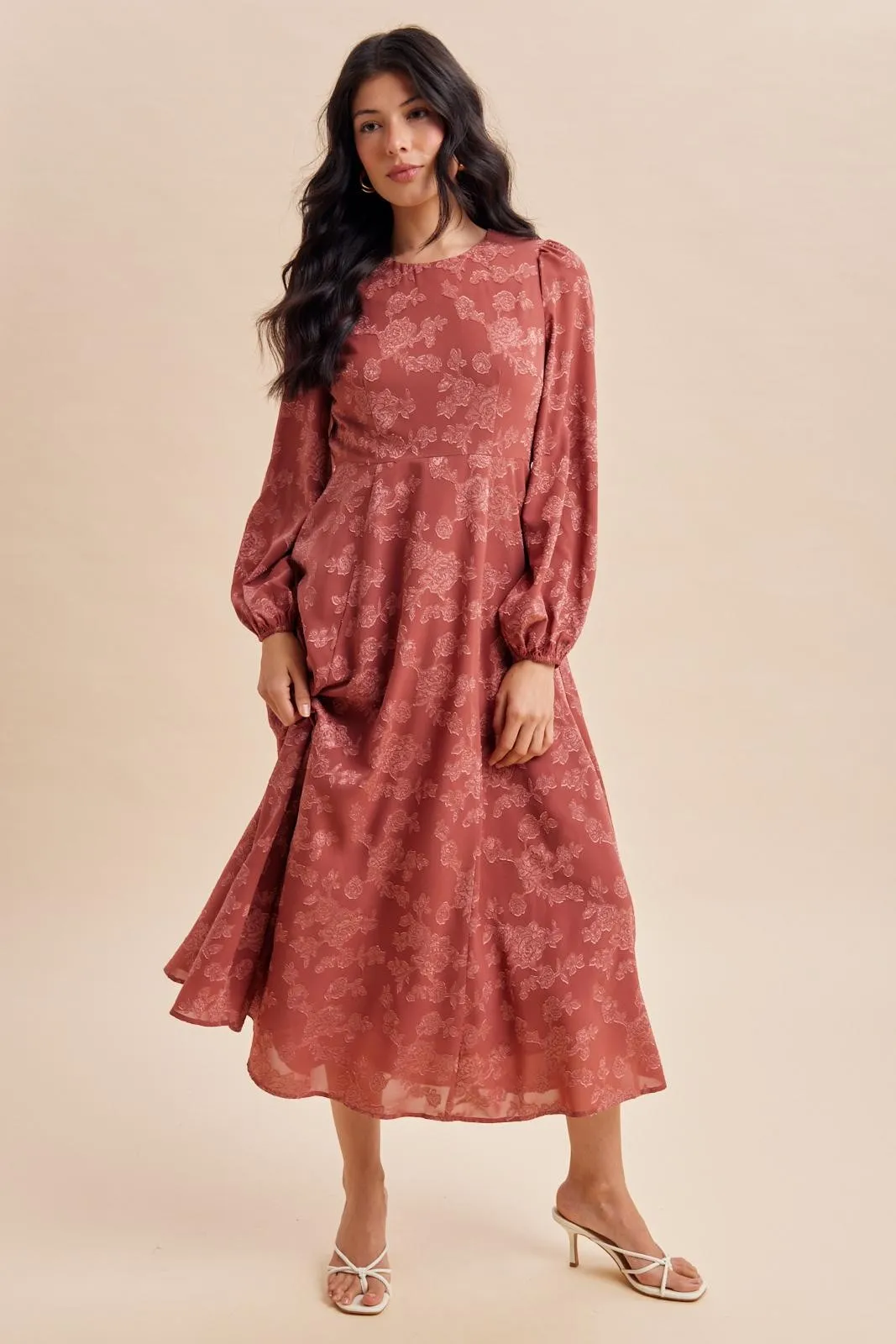 Rosewood Embossed Velvet Floral Maxi Dress sold by Pinkblush product image thumbnail 2