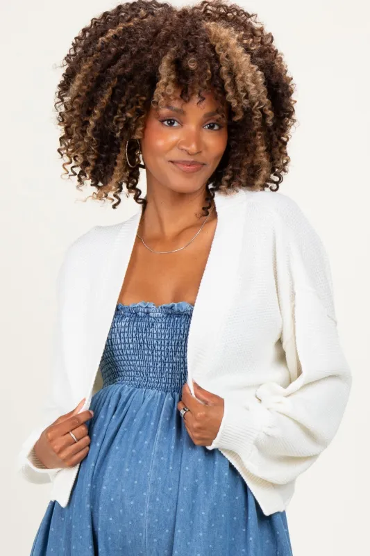 Cream Waffle Knit Balloon Sleeve Maternity Cardigan made by In February