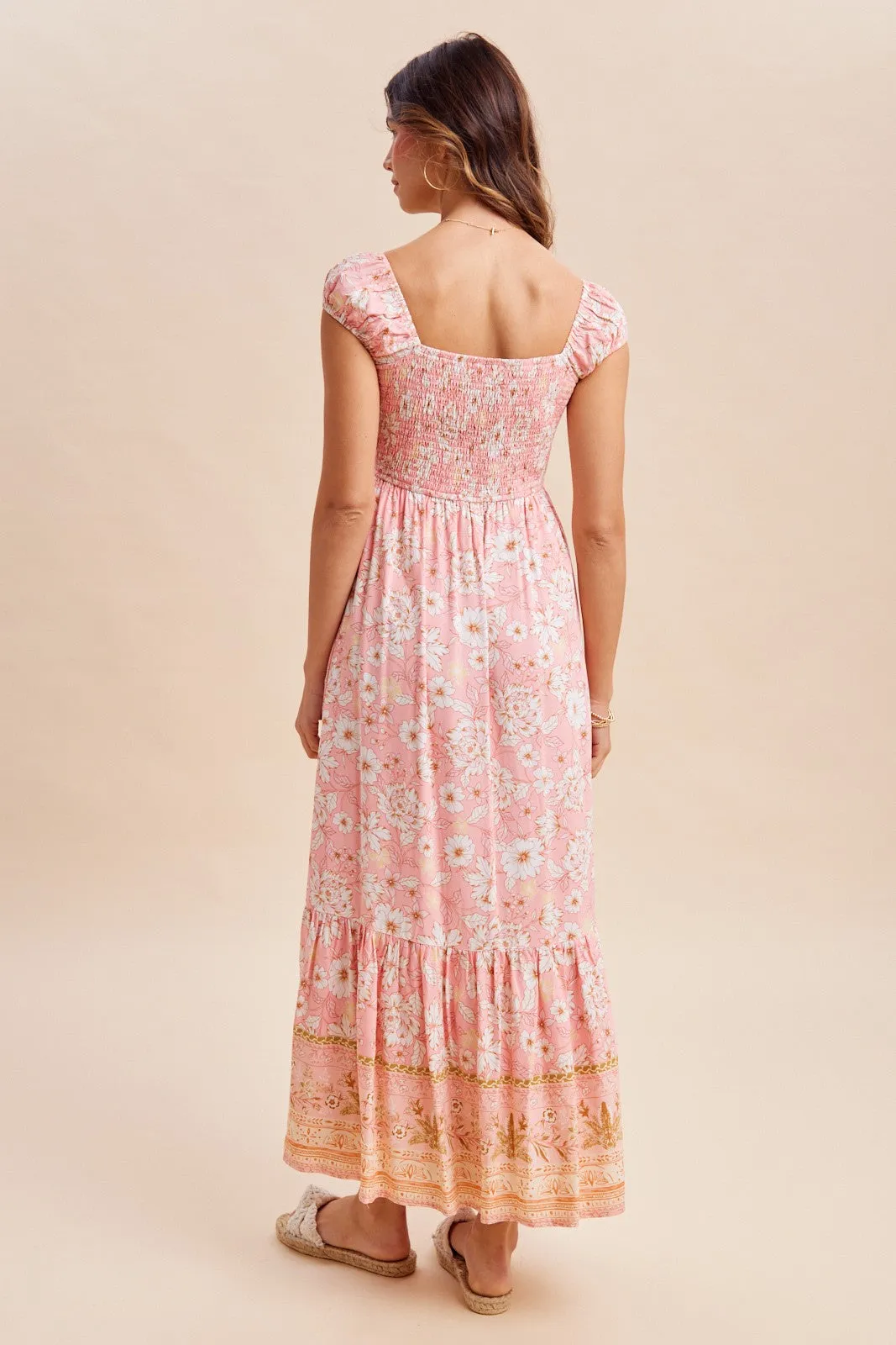 Pink Floral Smocked Maxi Dress sold by Pinkblush product image thumbnail 4