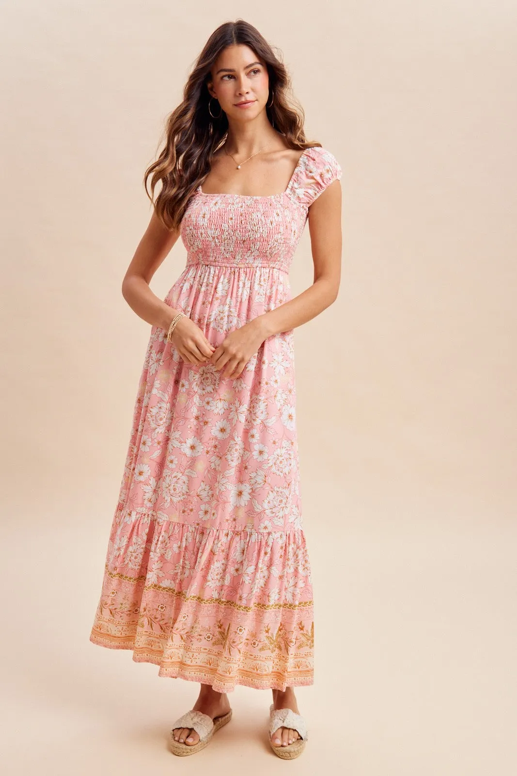 Pink Floral Smocked Maxi Dress sold by Pinkblush product image thumbnail 2