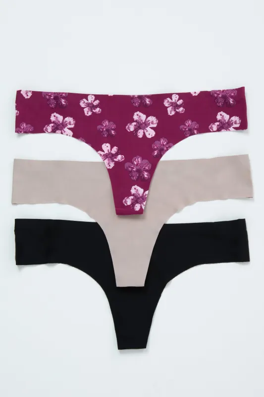 Multi-Color Floral Seamless Thong Set made by Pinkblush