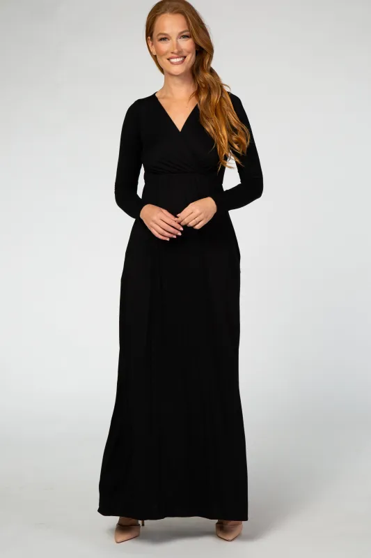 Black Long Sleeve Maxi Dress made by Pinkblush