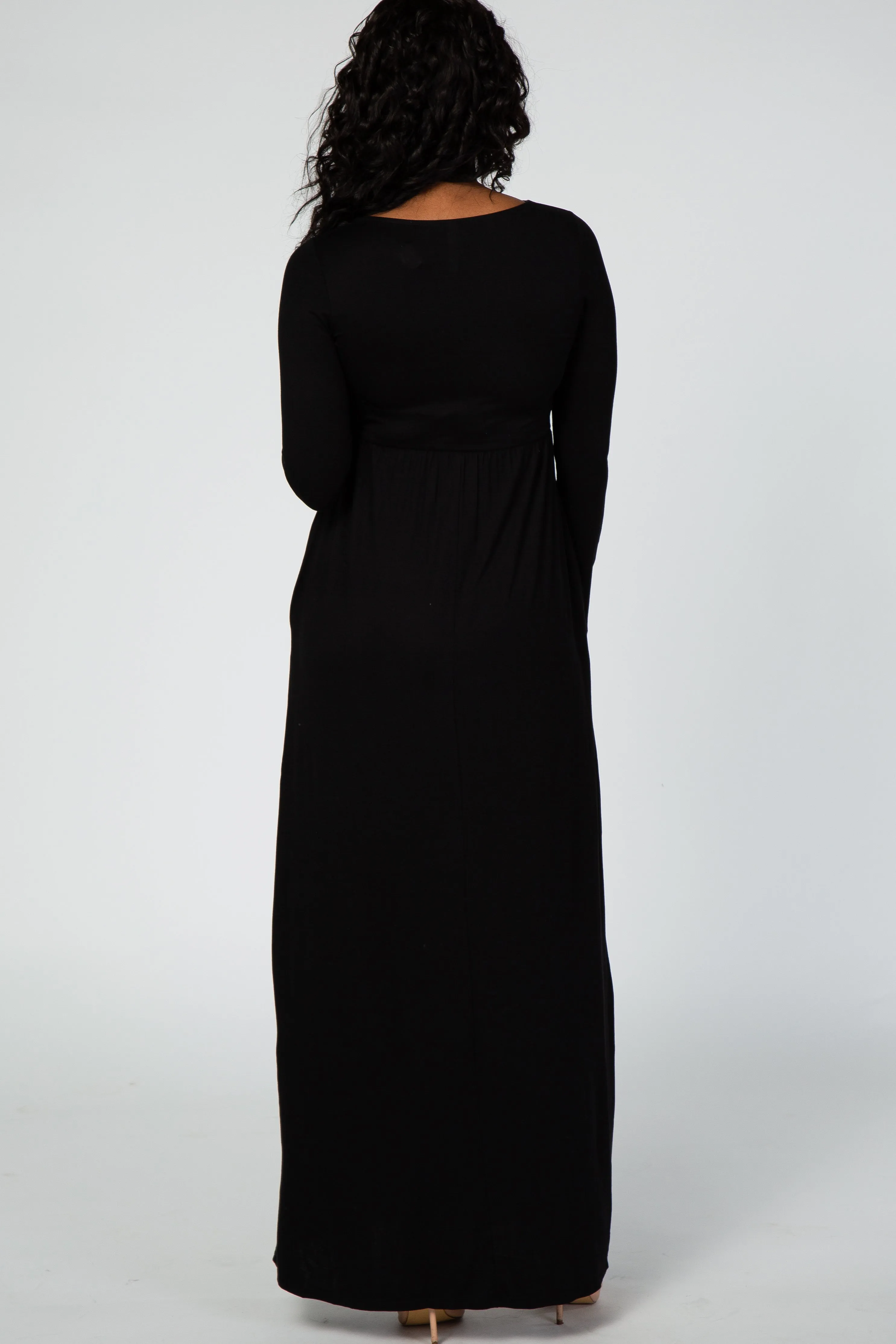 Black Long Sleeve Maternity Nursing Maxi Dress sold by Pinkblush product image thumbnail 3