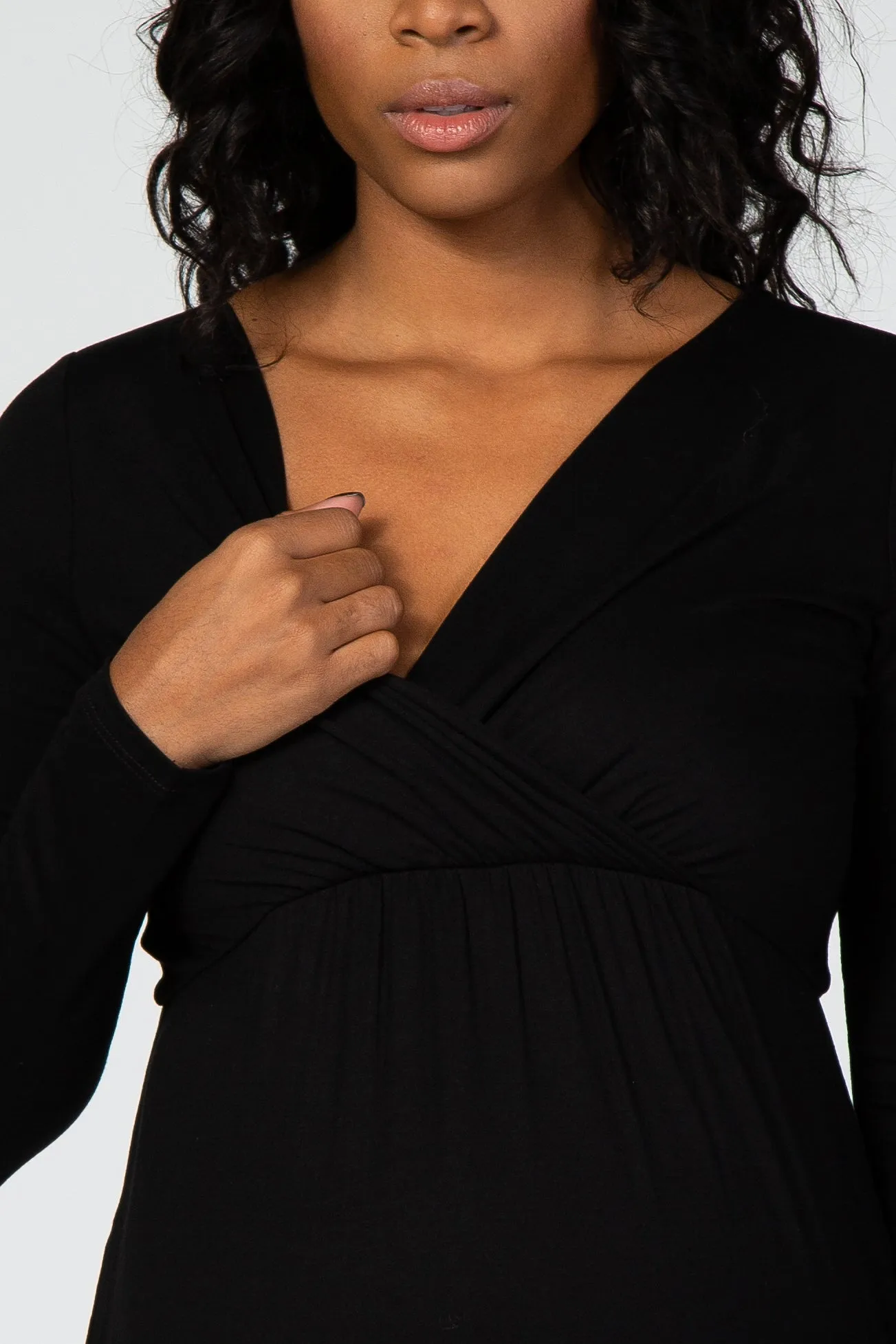 Black Long Sleeve Maternity Nursing Maxi Dress sold by Pinkblush product image thumbnail 4