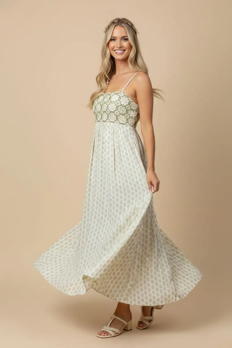Green Floral Crochet Bodice Maxi Dress sold by Pinkblush product image thumbnail 2