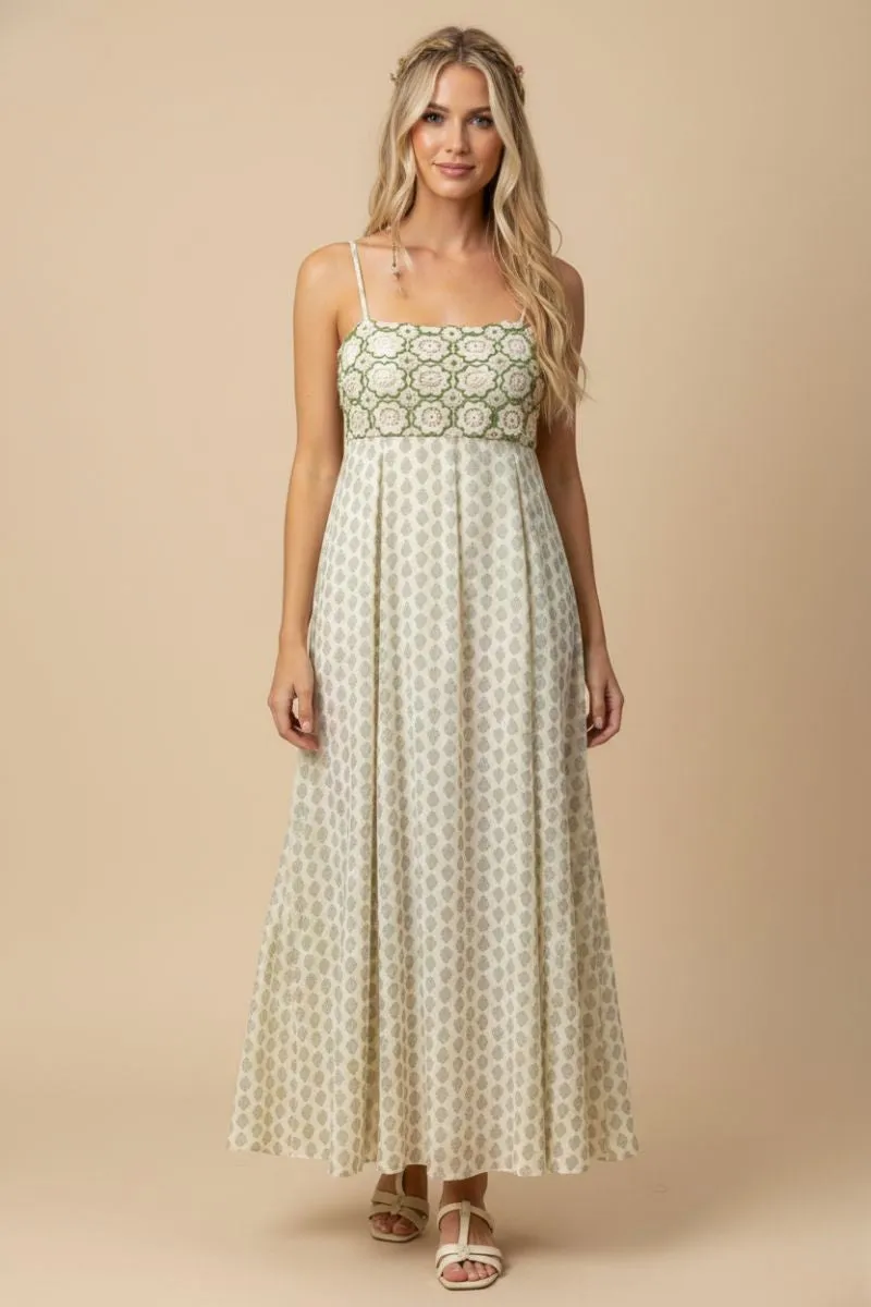 Green Floral Crochet Bodice Maxi Dress sold by Pinkblush product image thumbnail 3