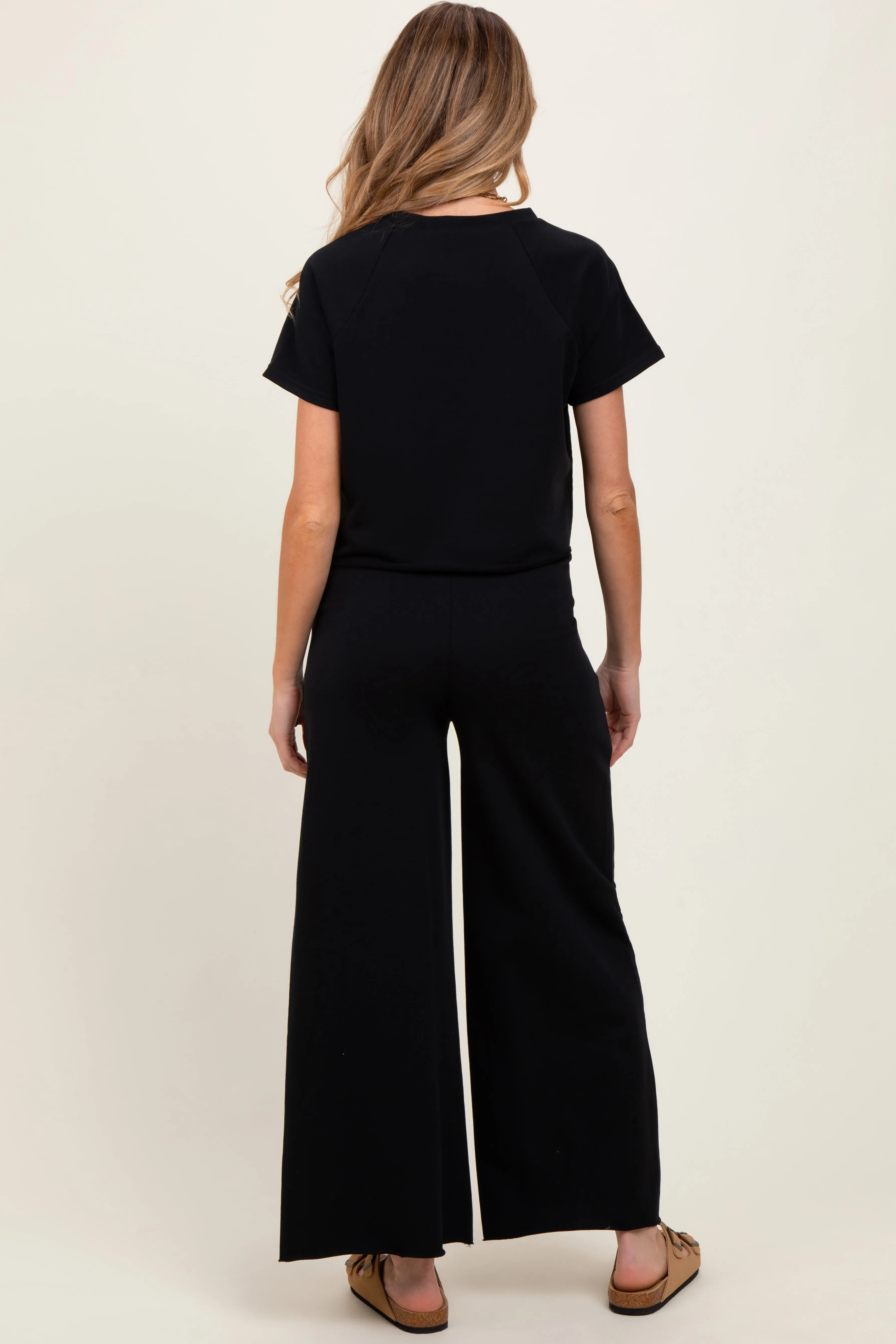 Black 2-Piece Matching Crop Top And Pant Set sold by Pinkblush product image thumbnail 2