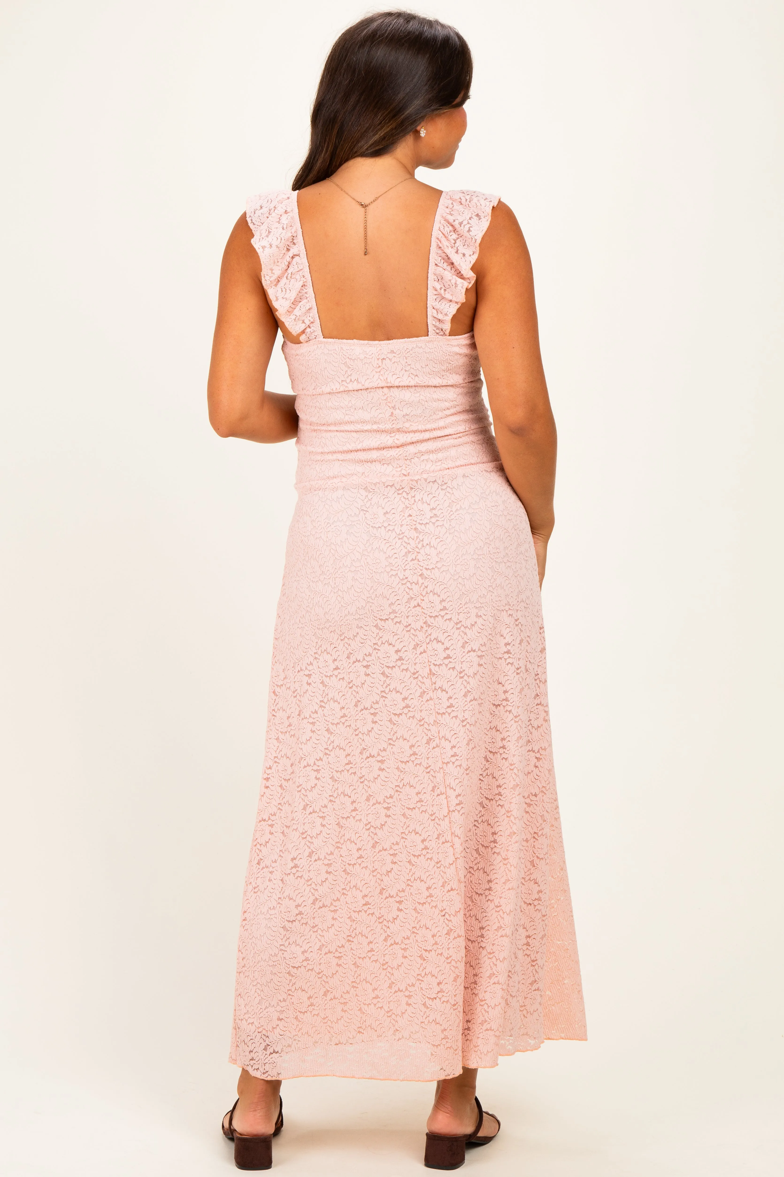 Pink Textured Short Sleeve Sweetheart Maternity Maxi Dress sold by Pinkblush product image thumbnail 3