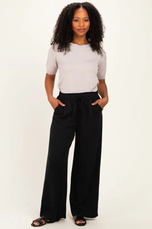 Black Drawstring Waistband Pants made by Pinkblush