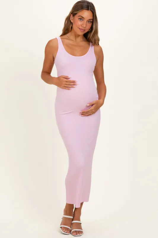 Pink Fitted Maternity Tank Maxi Dress made by Pinkblush