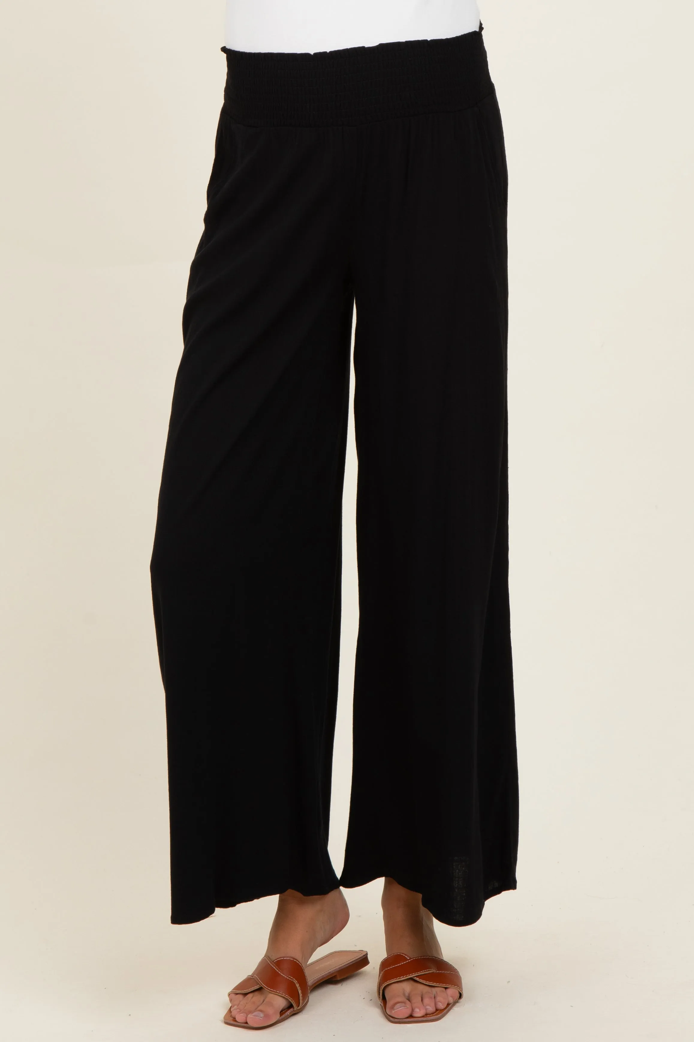 Black Maternity Wide Leg Pant sold by Pinkblush product image thumbnail 2