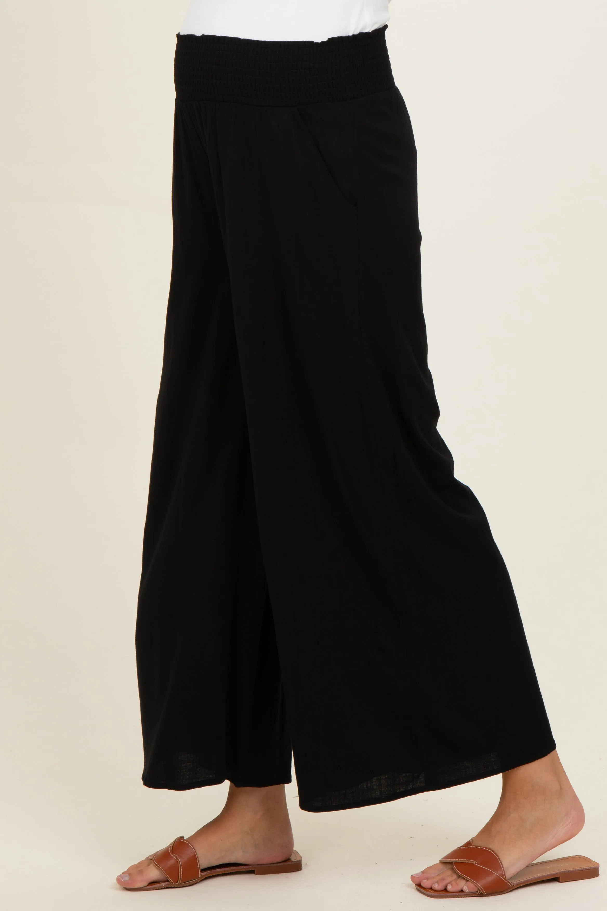 Black Maternity Wide Leg Pant sold by Pinkblush product image thumbnail 3