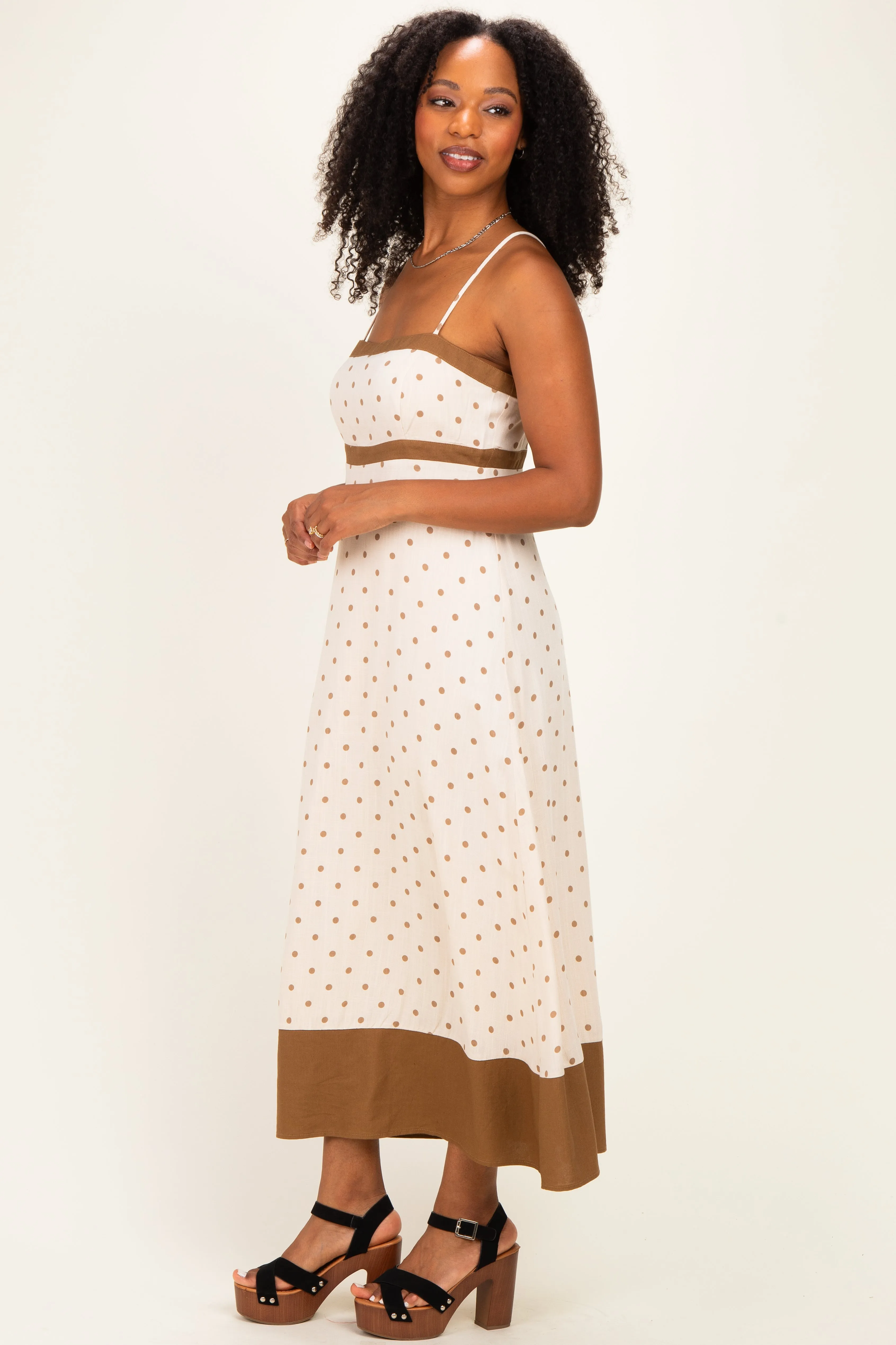 Natural Polka Dot Maxi Dress sold by Pinkblush product image thumbnail 2