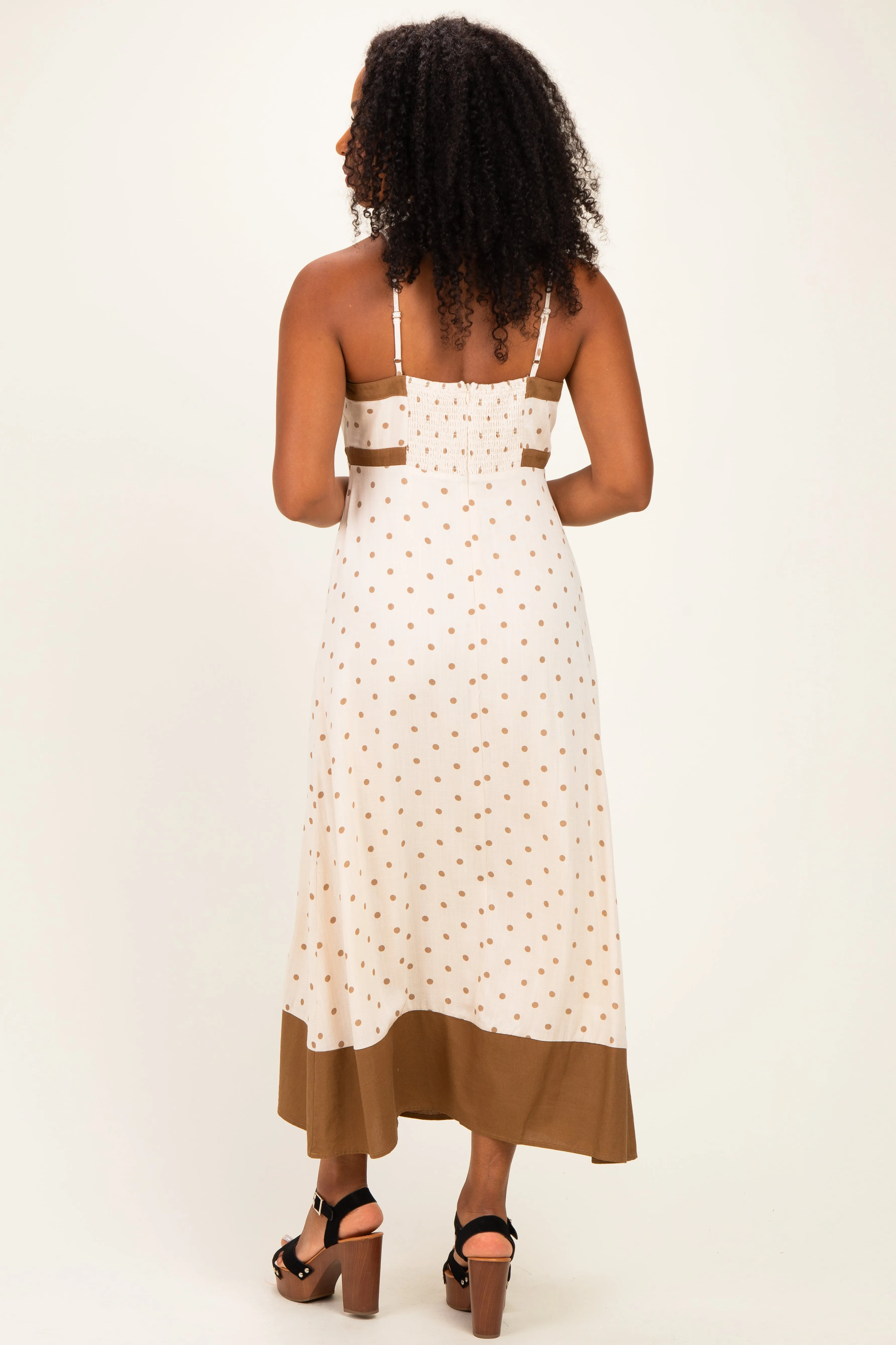 Natural Polka Dot Maxi Dress sold by Pinkblush product image thumbnail 3