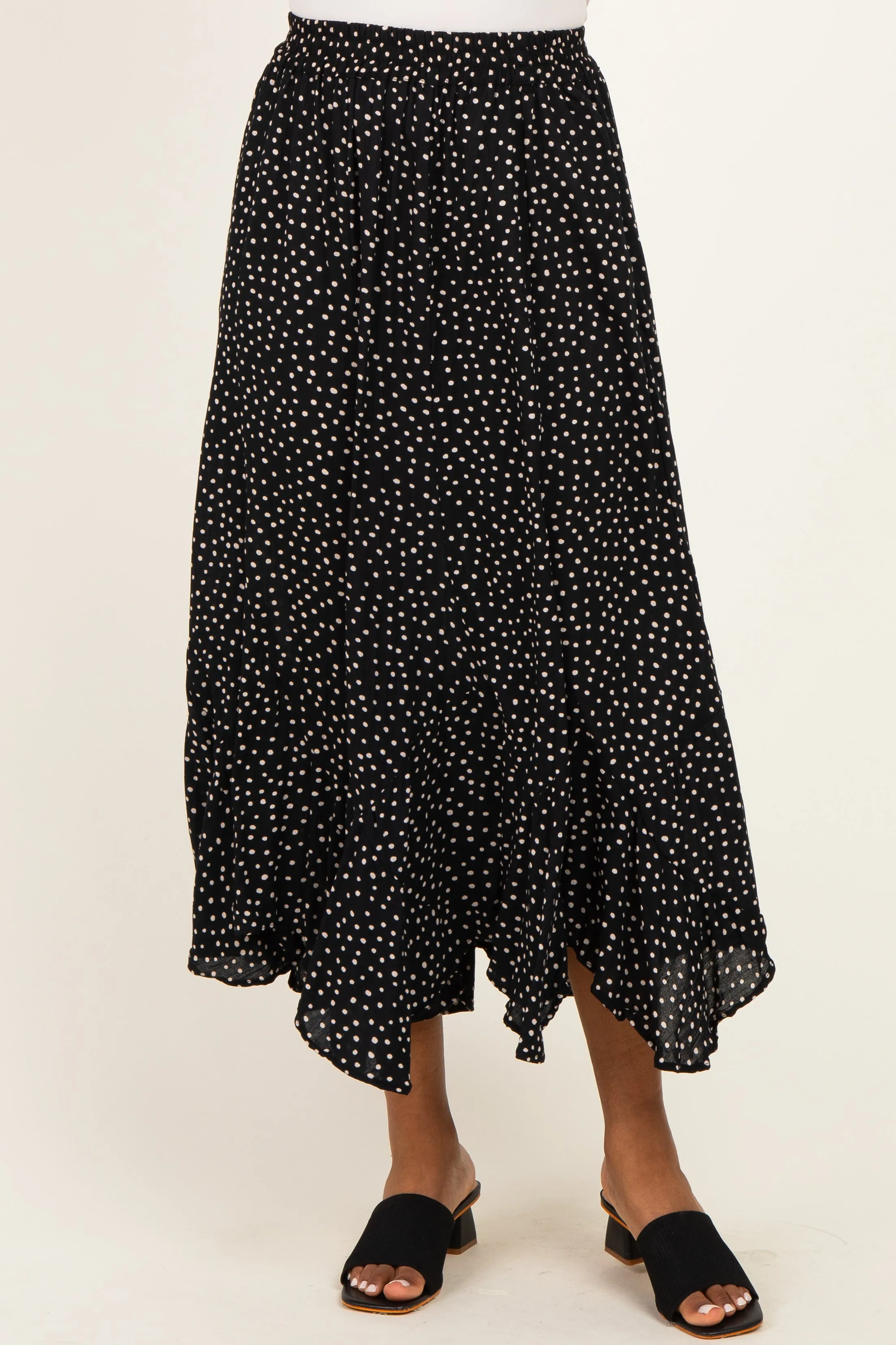 Black Polka Dot Ruffle Hem Maxi Skirt sold by Pinkblush product image thumbnail 3