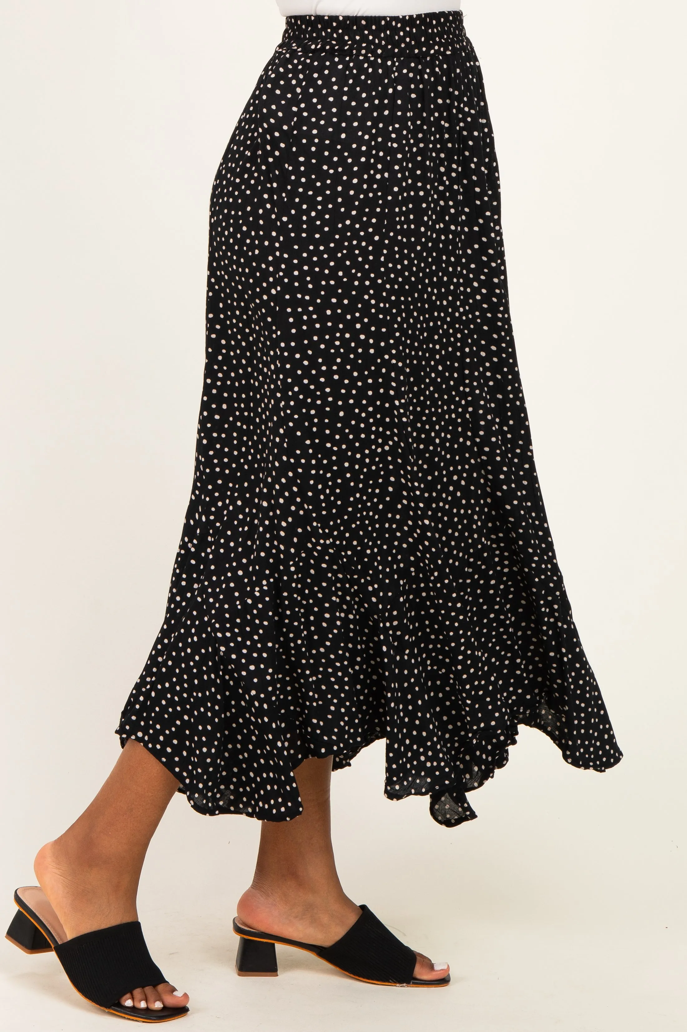 Black Polka Dot Ruffle Hem Maxi Skirt sold by Pinkblush product image thumbnail 4