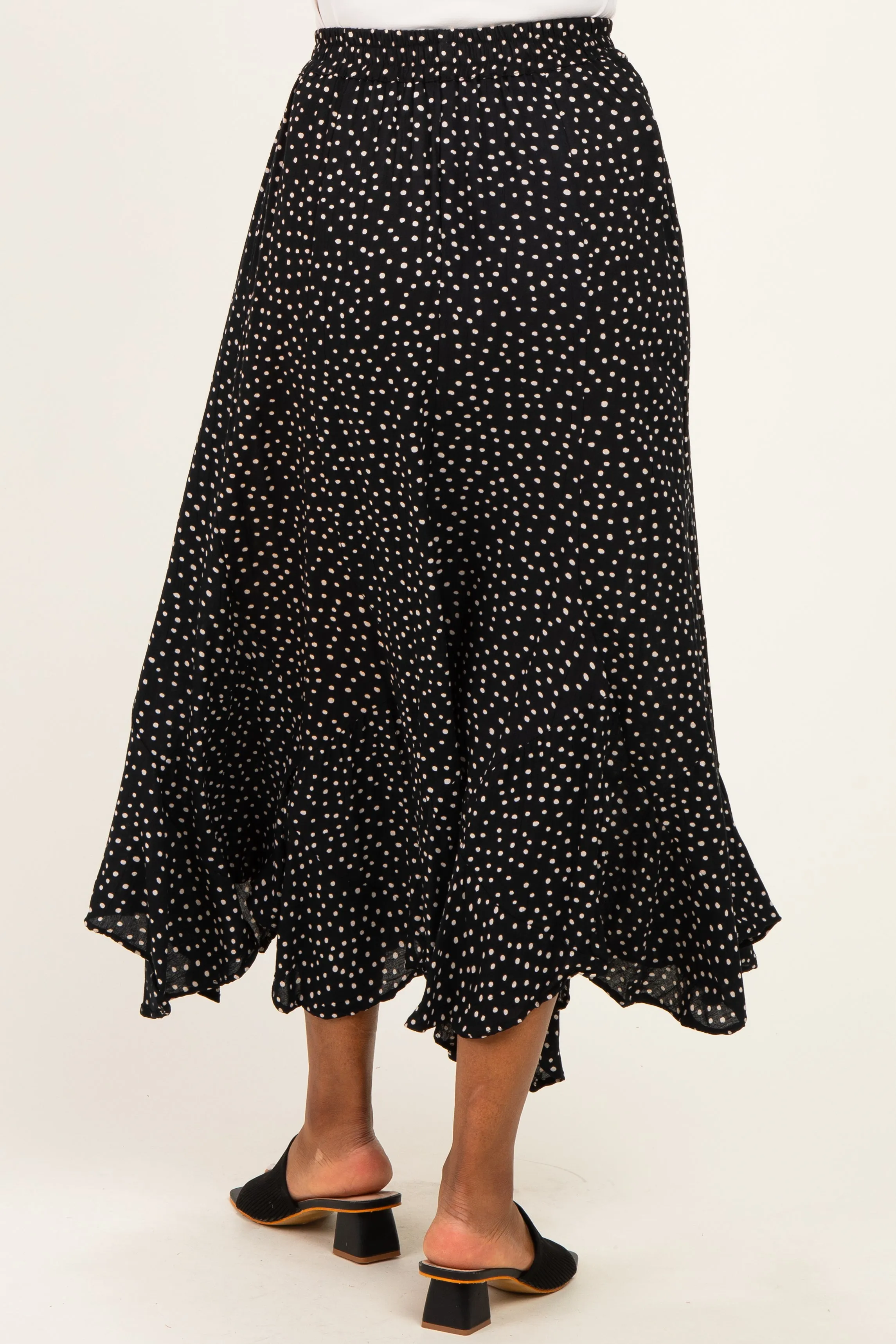 Black Polka Dot Ruffle Hem Maxi Skirt sold by Pinkblush product image thumbnail 5