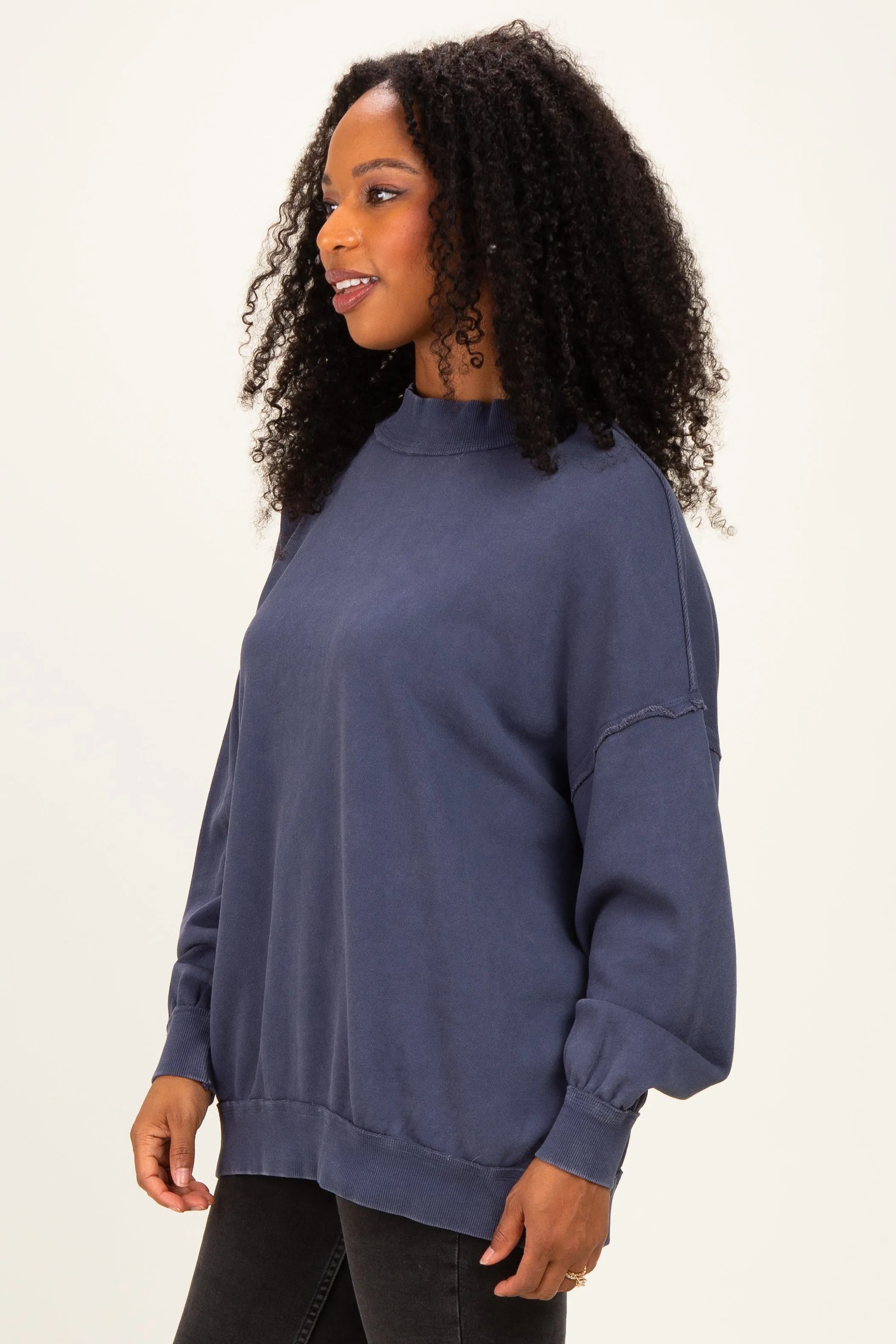 Navy Oversized High Neck Sweatshirt sold by Pinkblush product image thumbnail 4