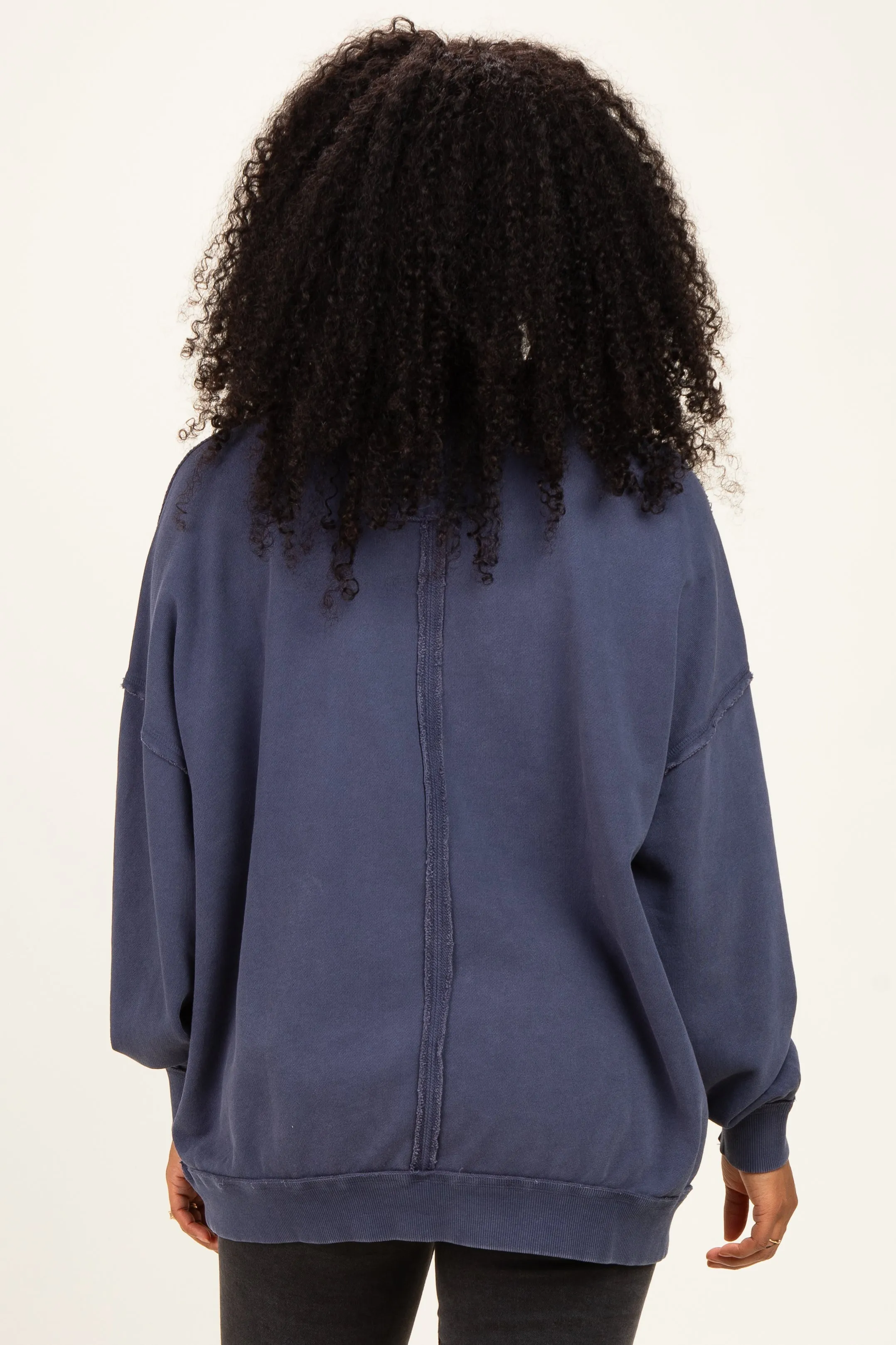Navy Oversized High Neck Sweatshirt sold by Pinkblush product image thumbnail 5