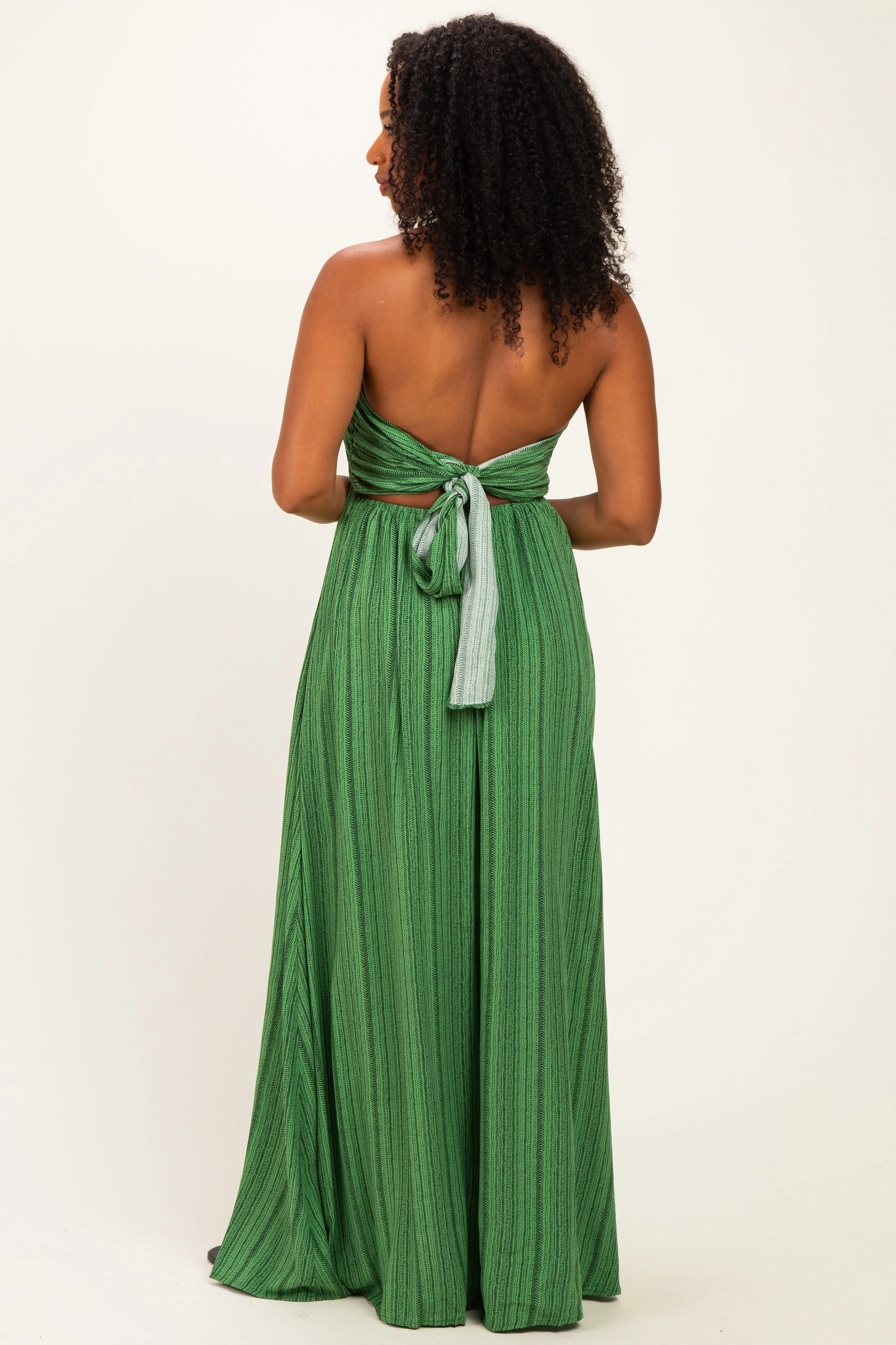 Olive Printed V Neck Maxi Dress sold by Pinkblush product image thumbnail 4