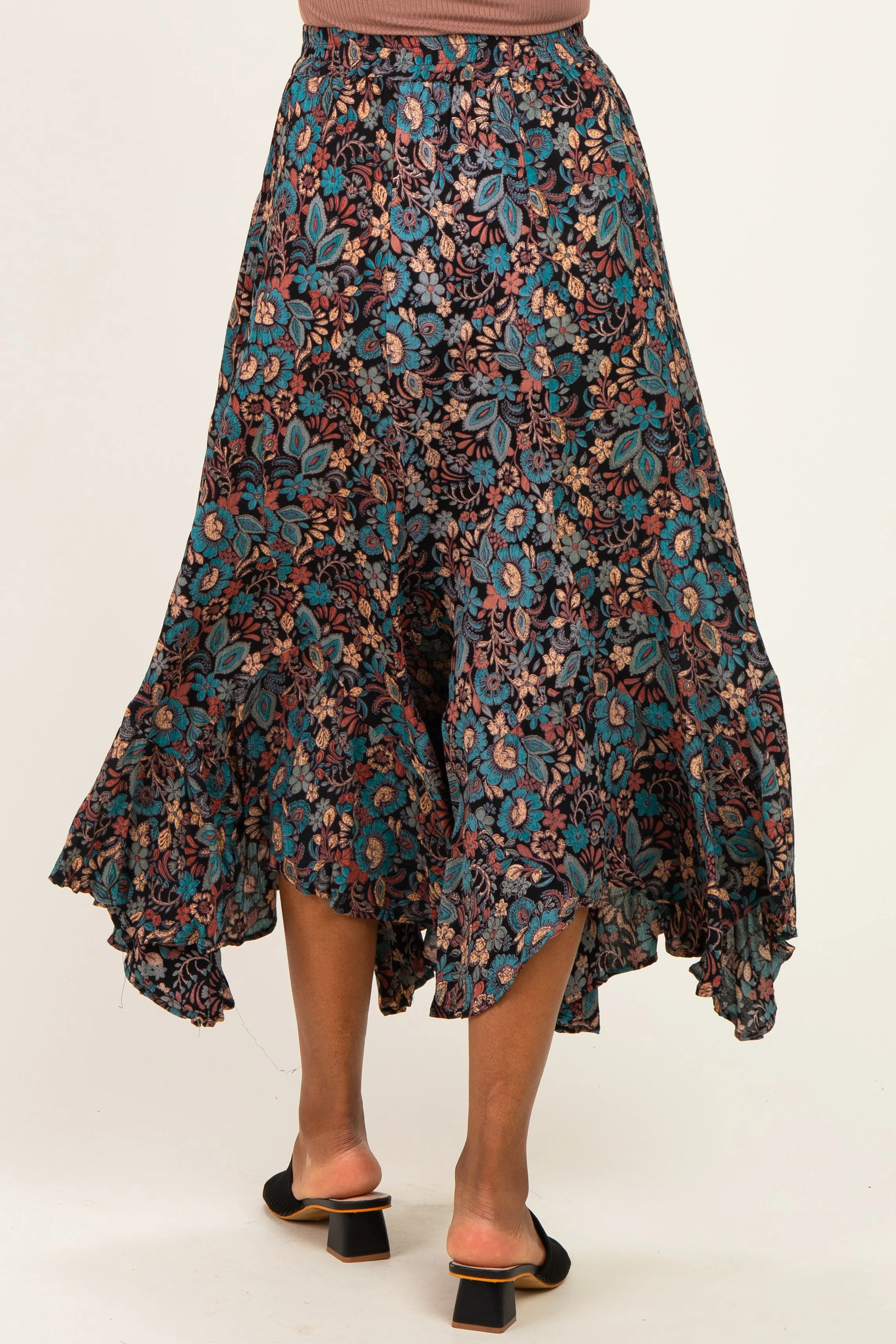 Black Floral Ruffle Hem Maxi Skirt sold by Pinkblush product image thumbnail 4