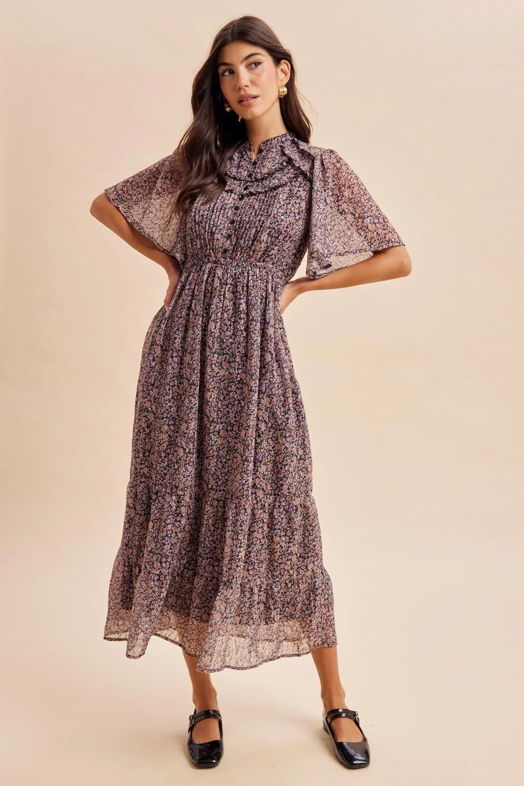 Midnight Ruffle Floral Print Maxi Dress sold by Pinkblush product image thumbnail 2