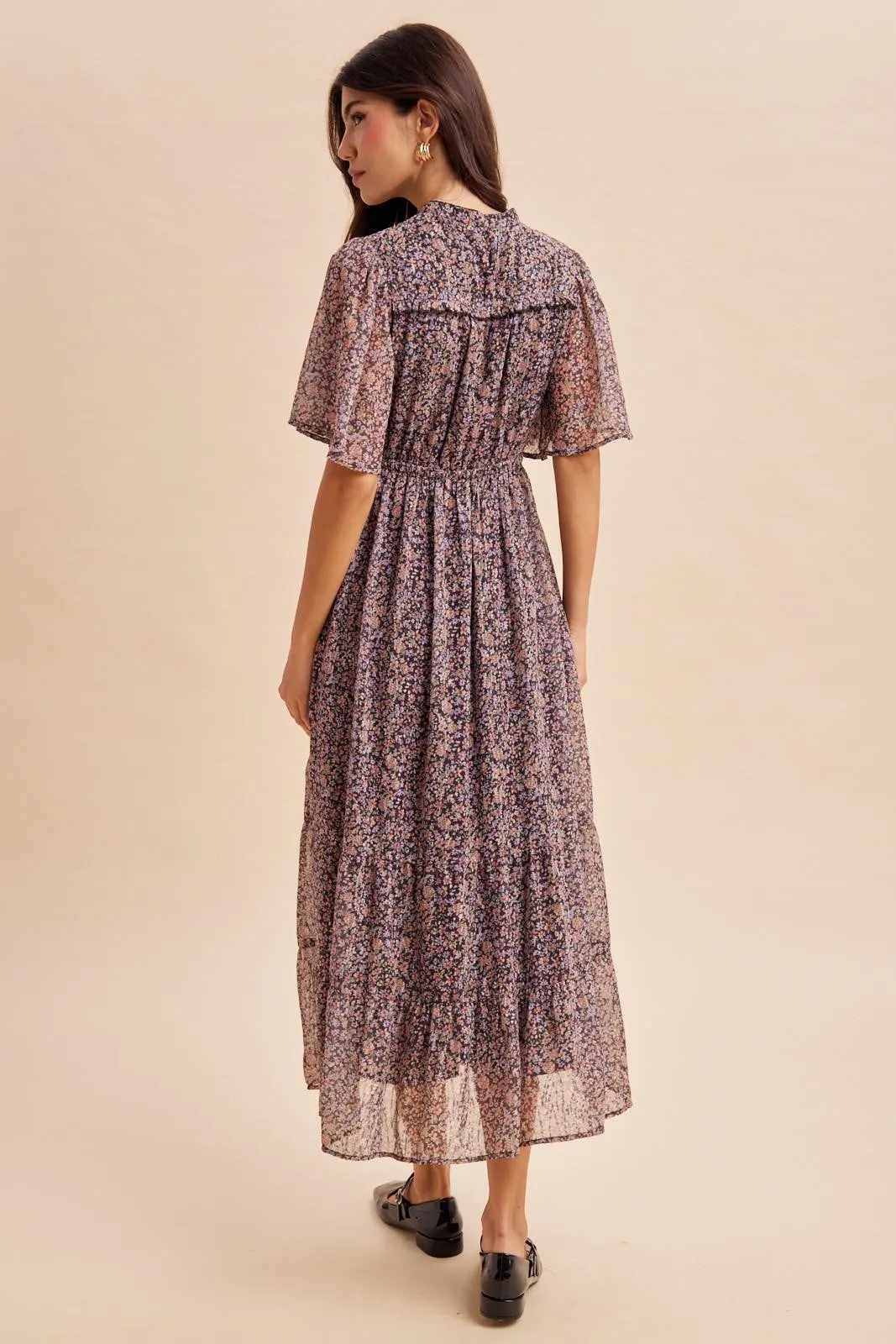 Midnight Ruffle Floral Print Maxi Dress sold by Pinkblush product image thumbnail 4