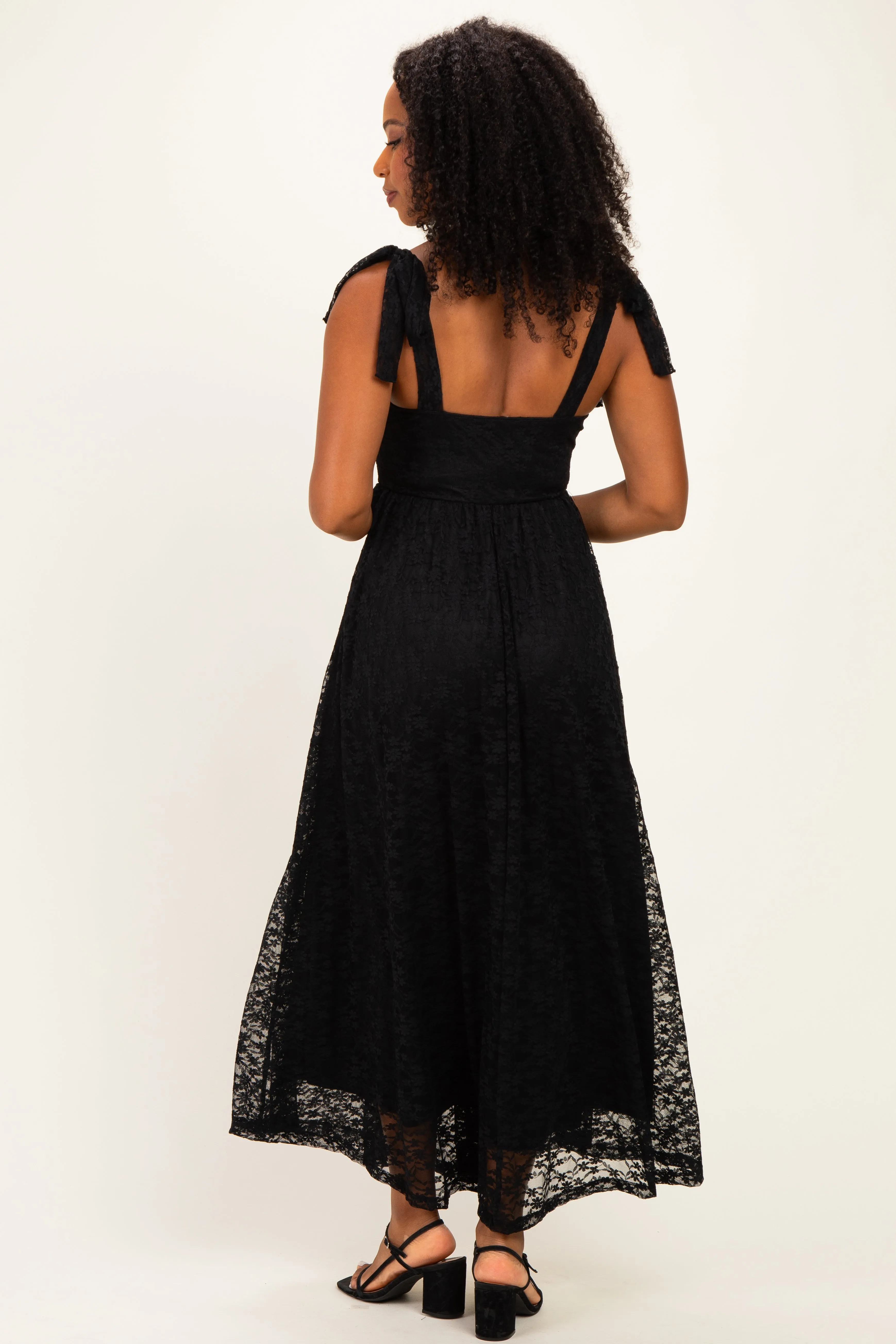 Black Sleeveless Lace Maxi Dress sold by Pinkblush product image thumbnail 3