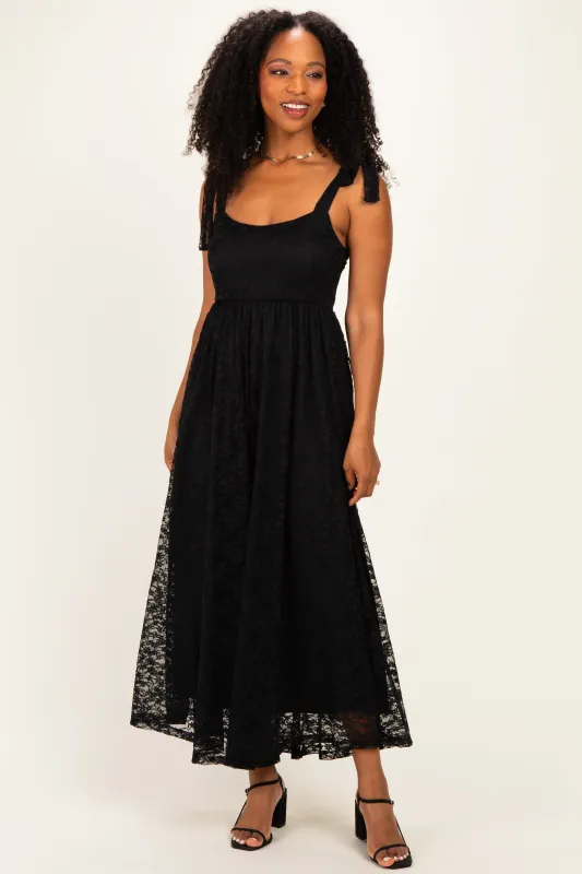 Black Sleeveless Lace Maxi Dress made by Pinkblush