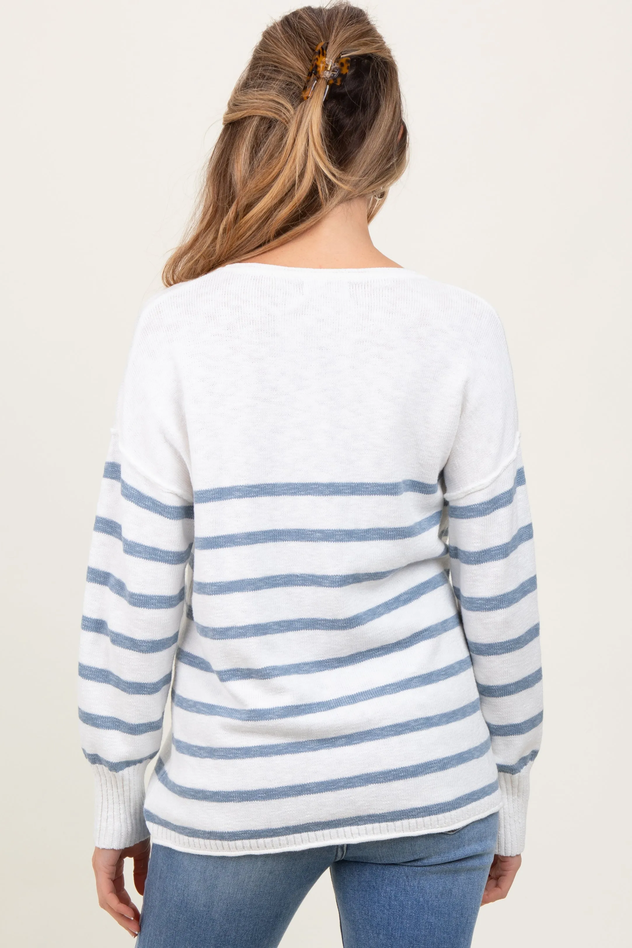 White Blue Striped Maternity Sweater sold by Pinkblush product image thumbnail 4