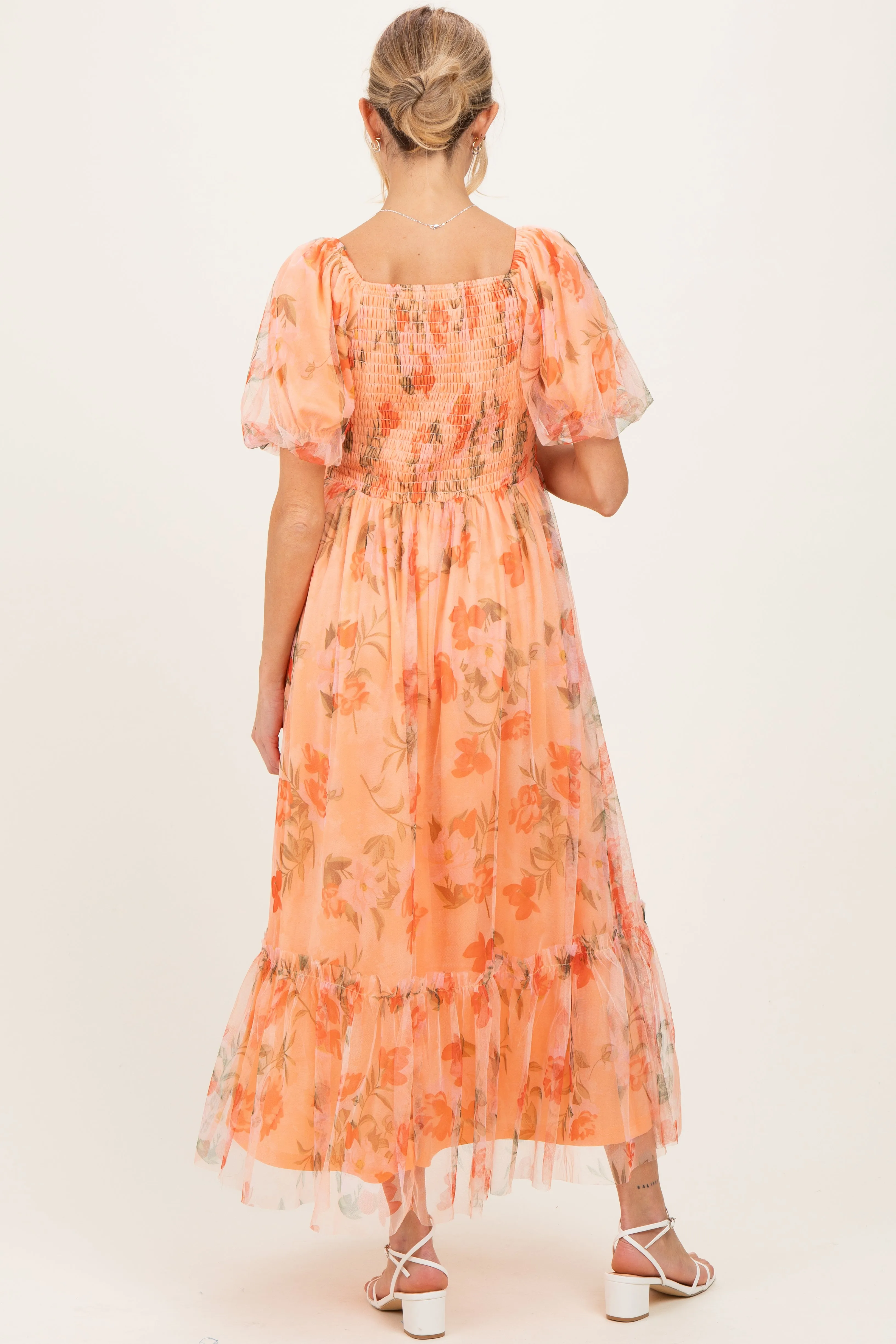 Peach Floral Maternity Midi Dress sold by Pinkblush product image thumbnail 4