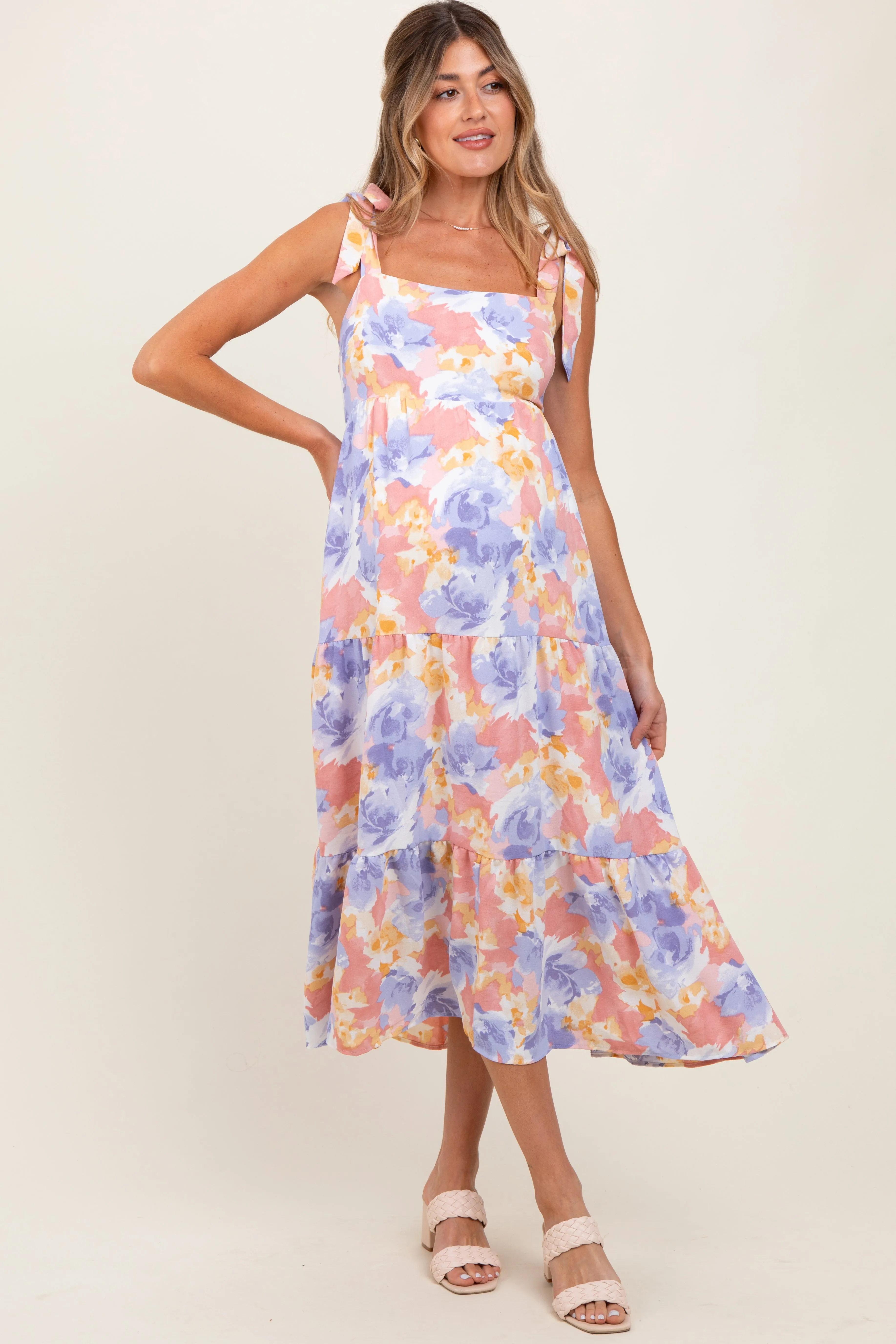 Multi Color Pastel Floral Maternity Dress sold by Pinkblush product image thumbnail 2