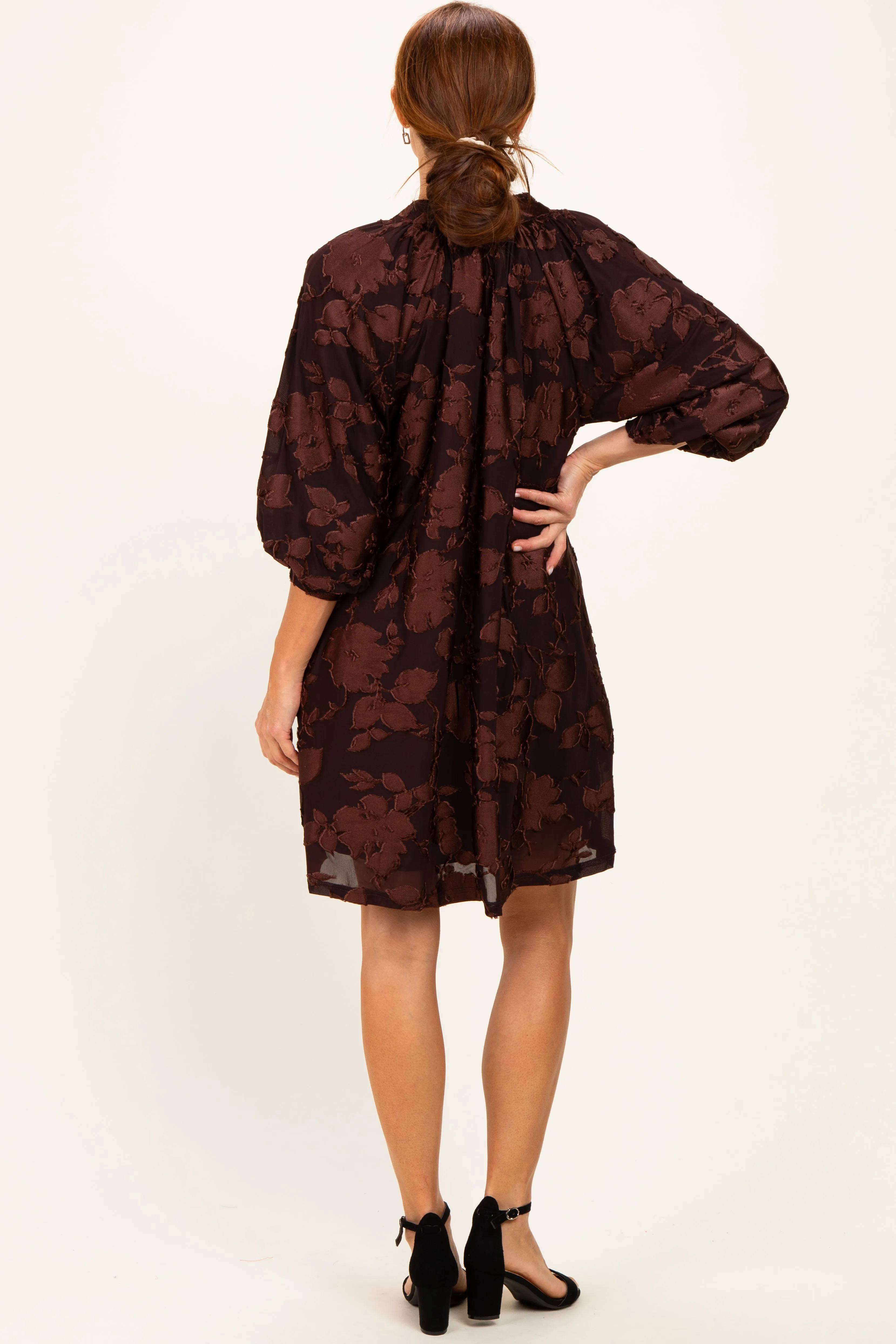Brown Floral Velvet Dress sold by Pinkblush product image thumbnail 3