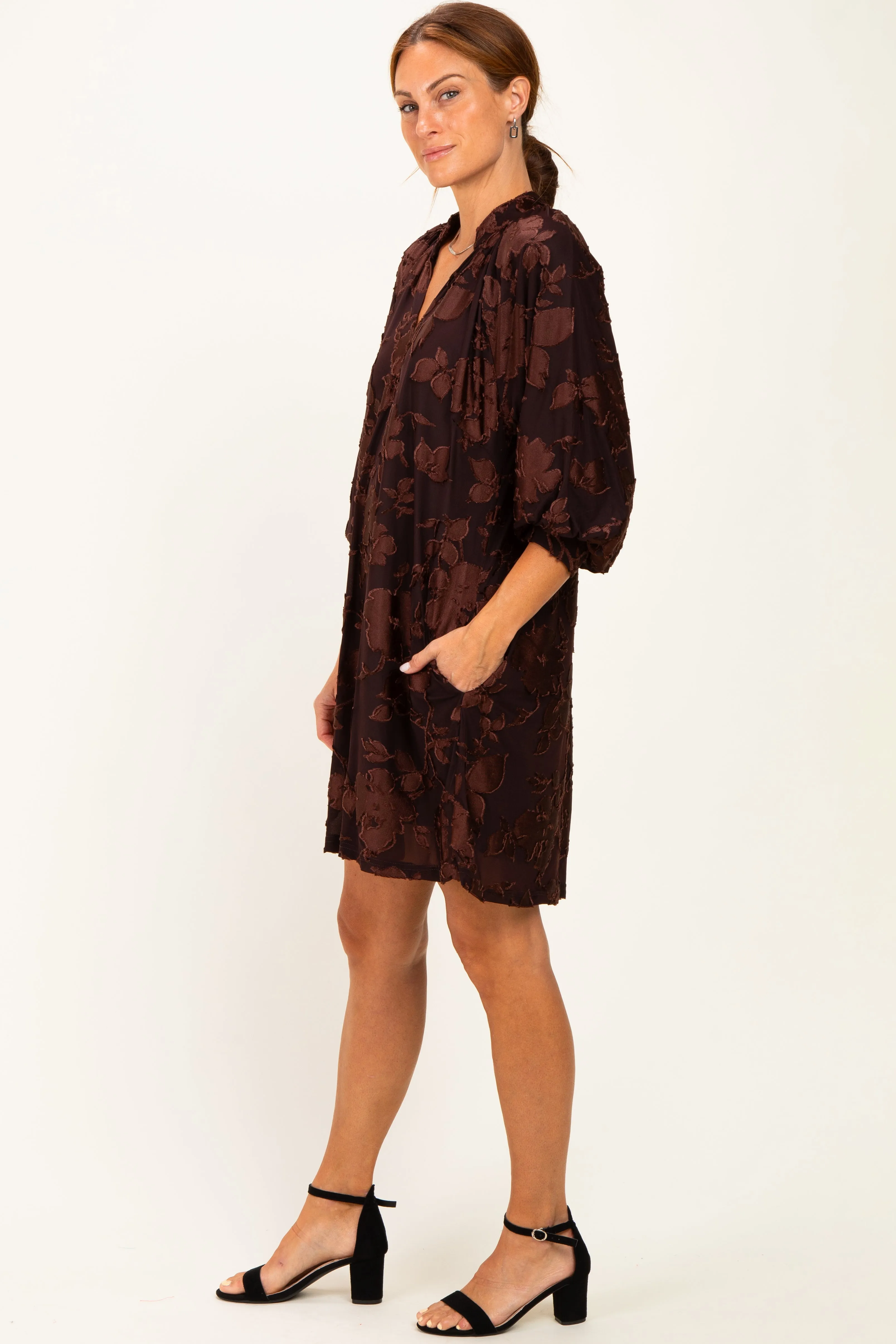Brown Floral Velvet Dress sold by Pinkblush product image thumbnail 2