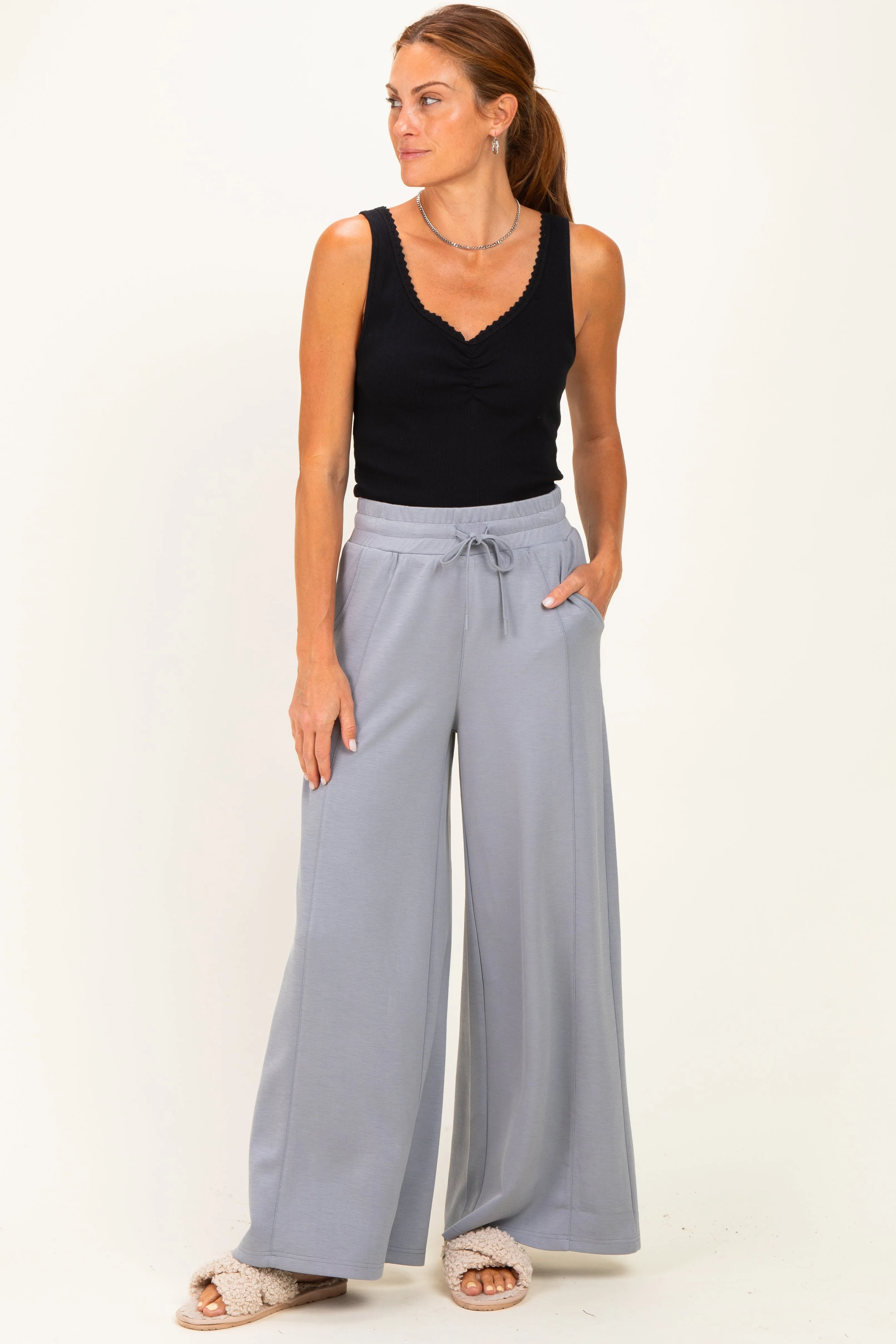 Grey Drawstring Lounge Pants sold by Pinkblush