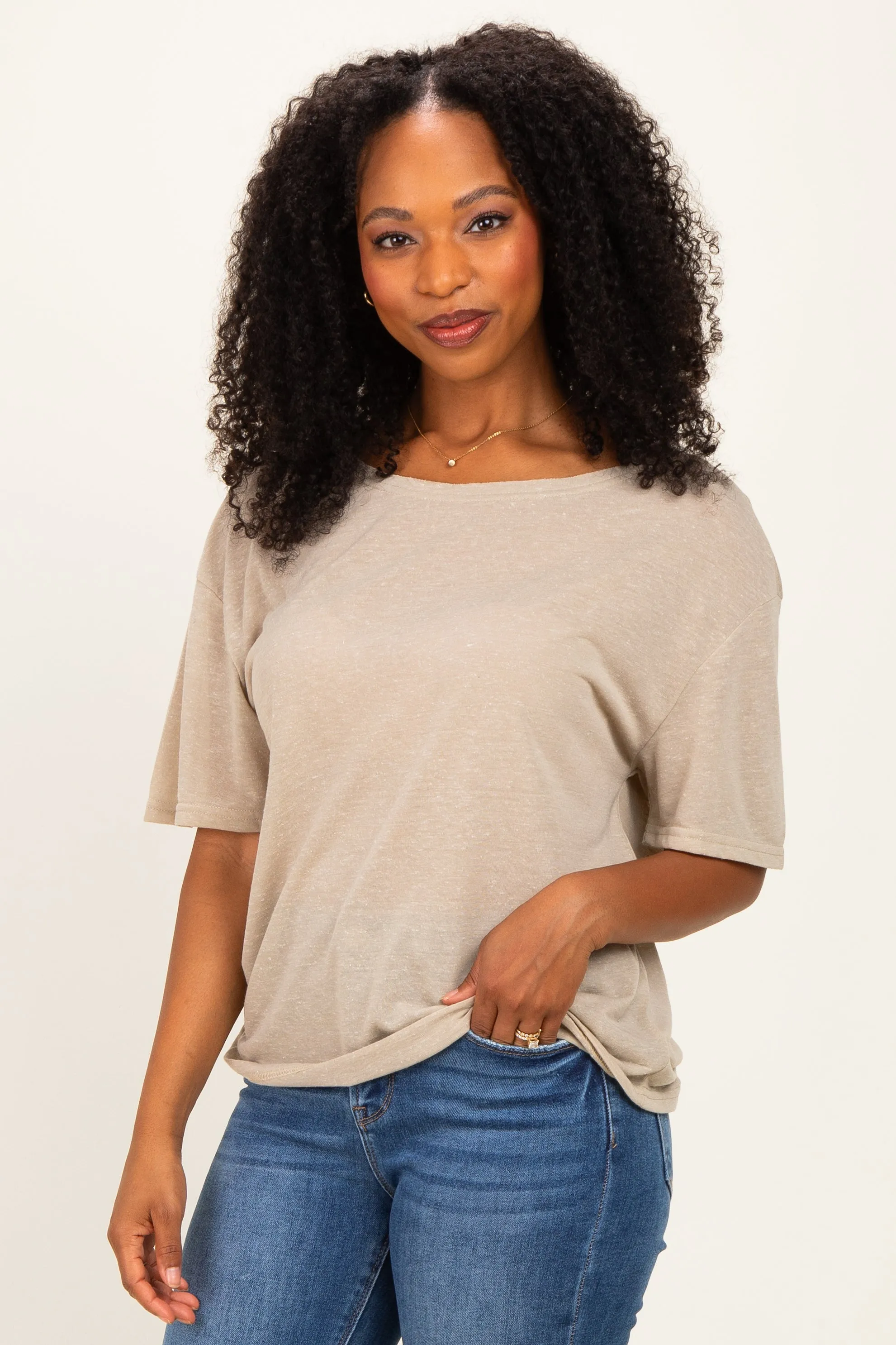 Light Olive Relaxed Fit Short Sleeve Top sold by Pinkblush product image thumbnail 3