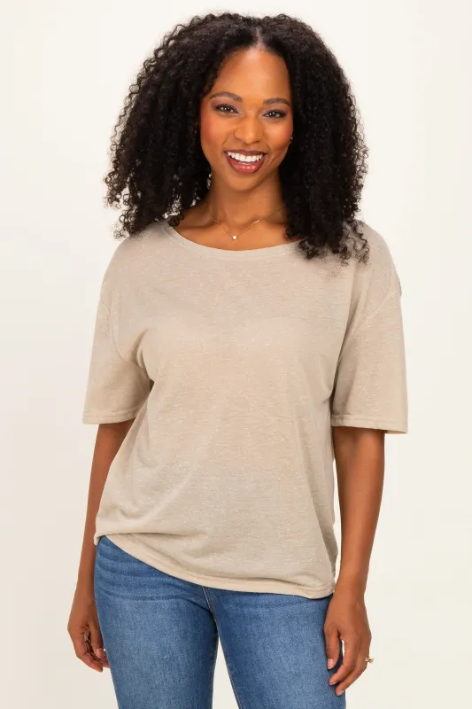 Light Olive Relaxed Fit Short Sleeve Top made by BiBi