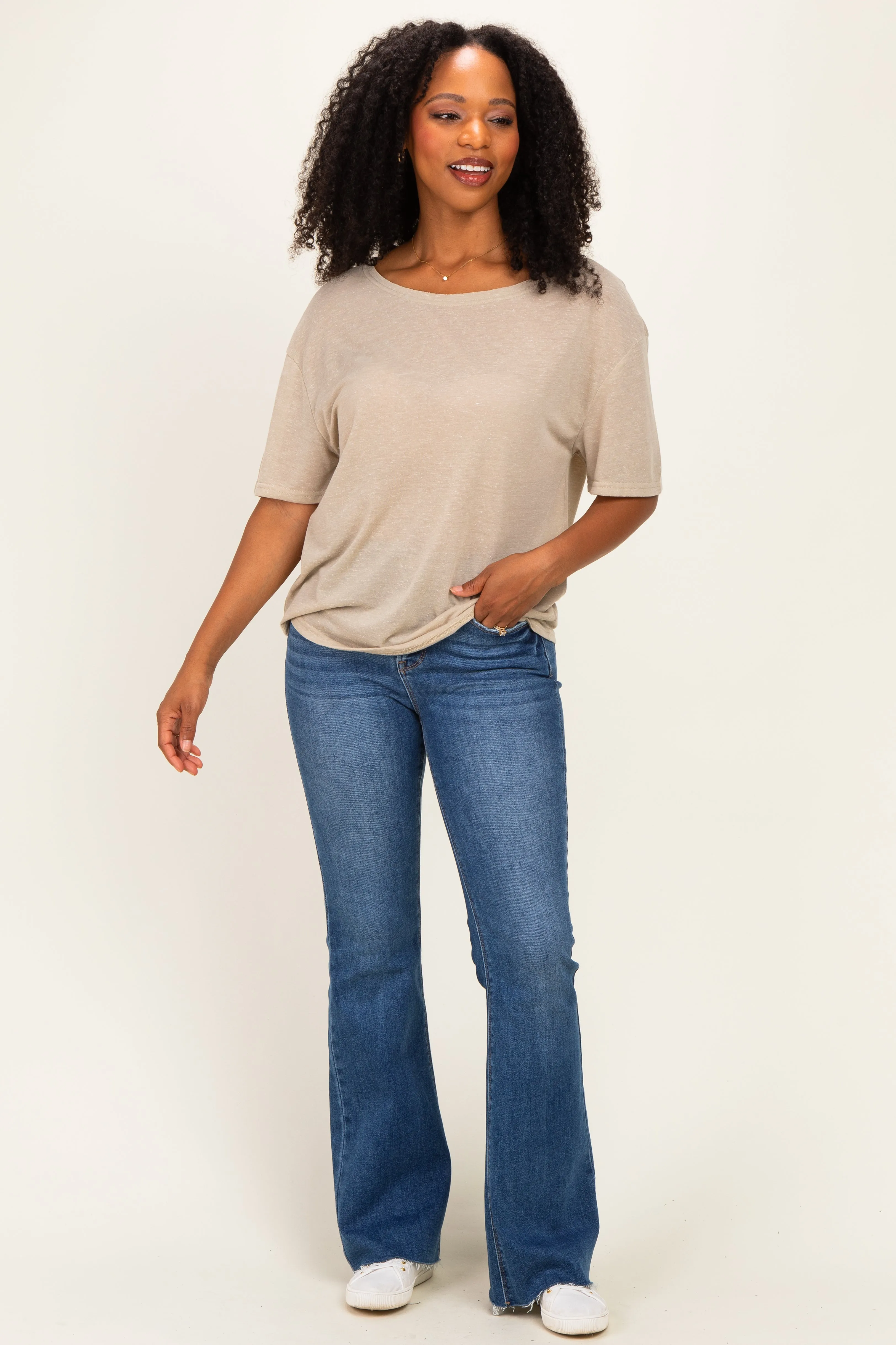 Light Olive Relaxed Fit Short Sleeve Top sold by Pinkblush product image thumbnail 2