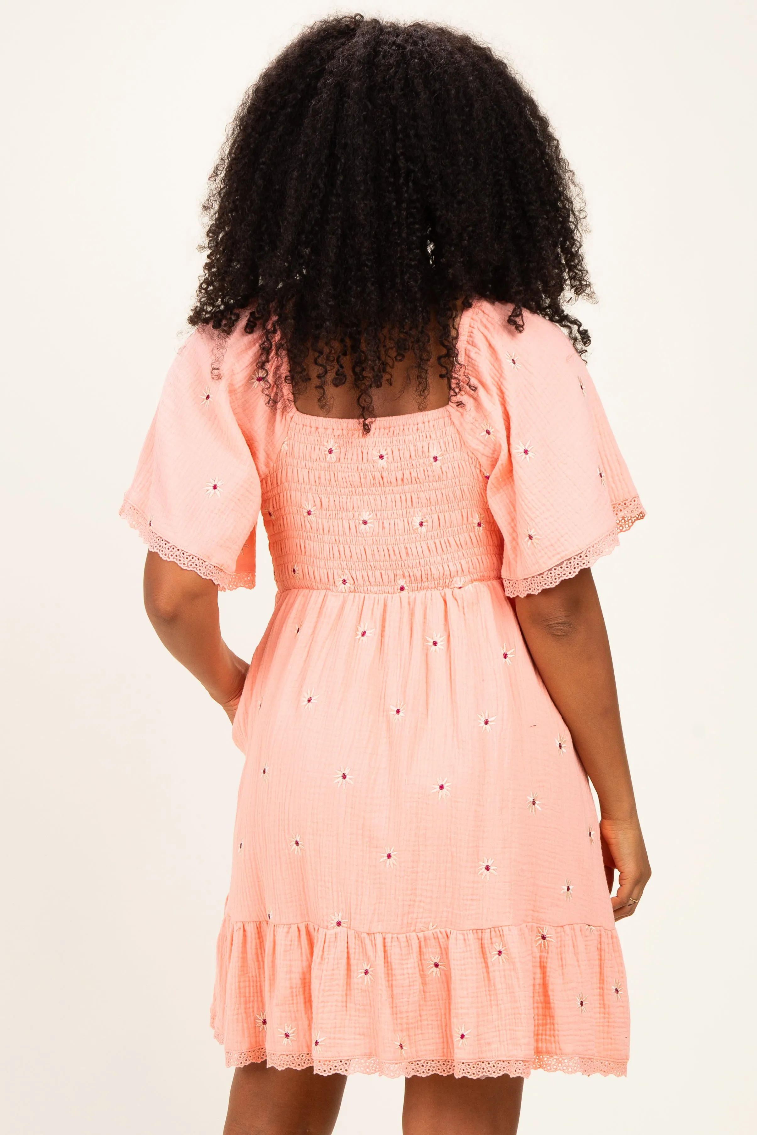 Pink Floral Embroidered Smocked Dress sold by Pinkblush product image thumbnail 4