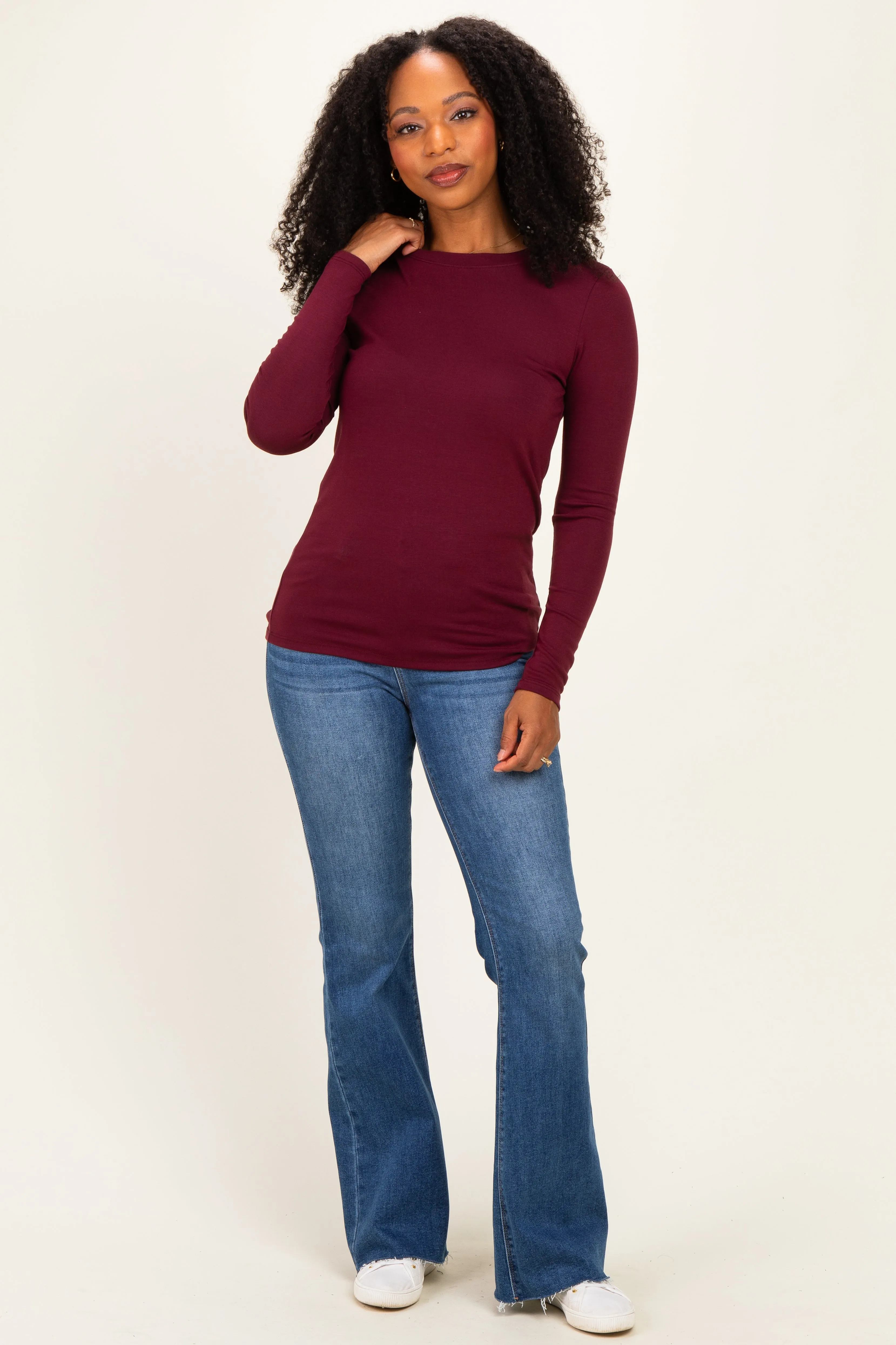 Burgundy Long Sleeve Top sold by Pinkblush product image thumbnail 2