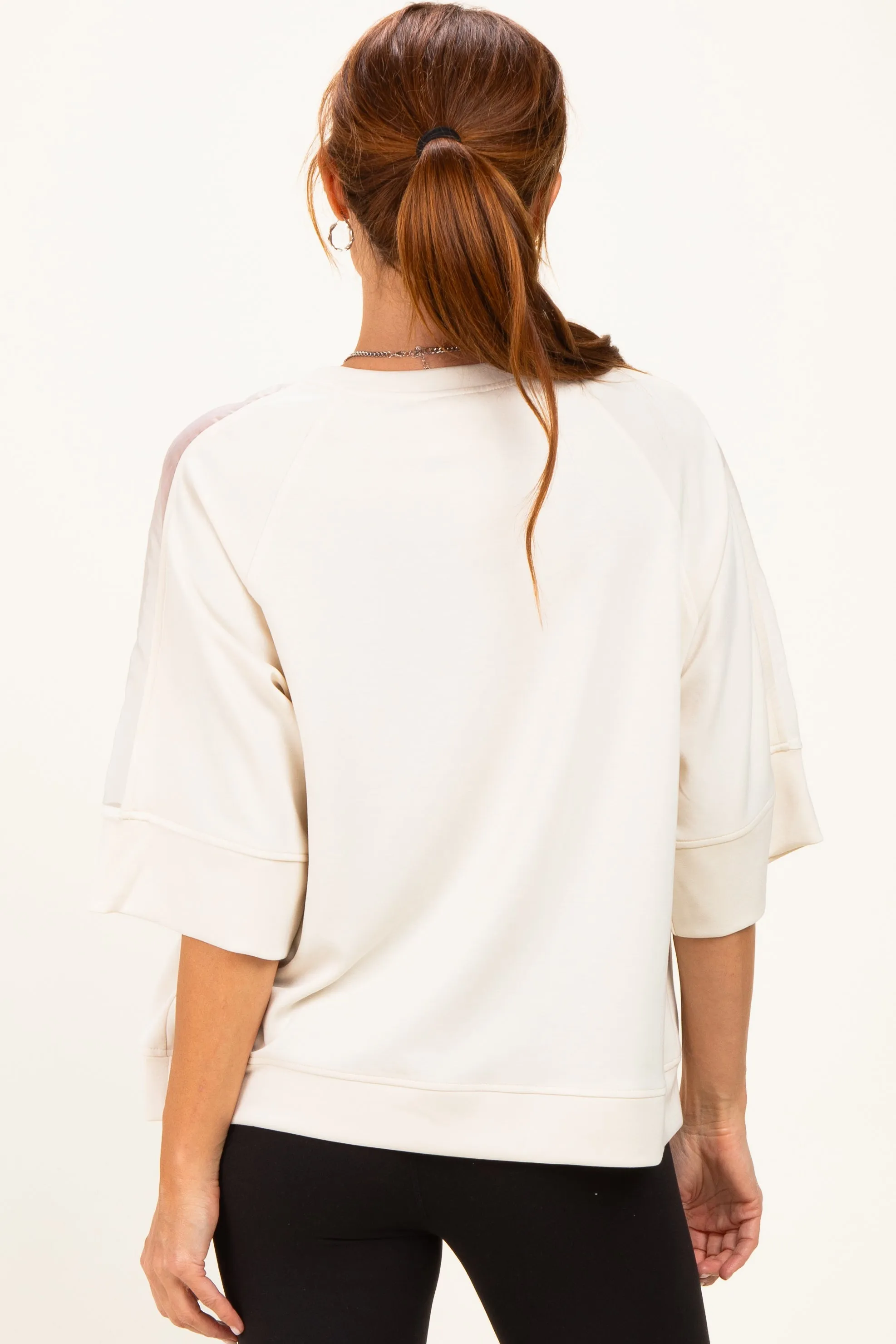 Cream Mesh Shoulder Short Sleeve Top sold by Pinkblush product image thumbnail 4