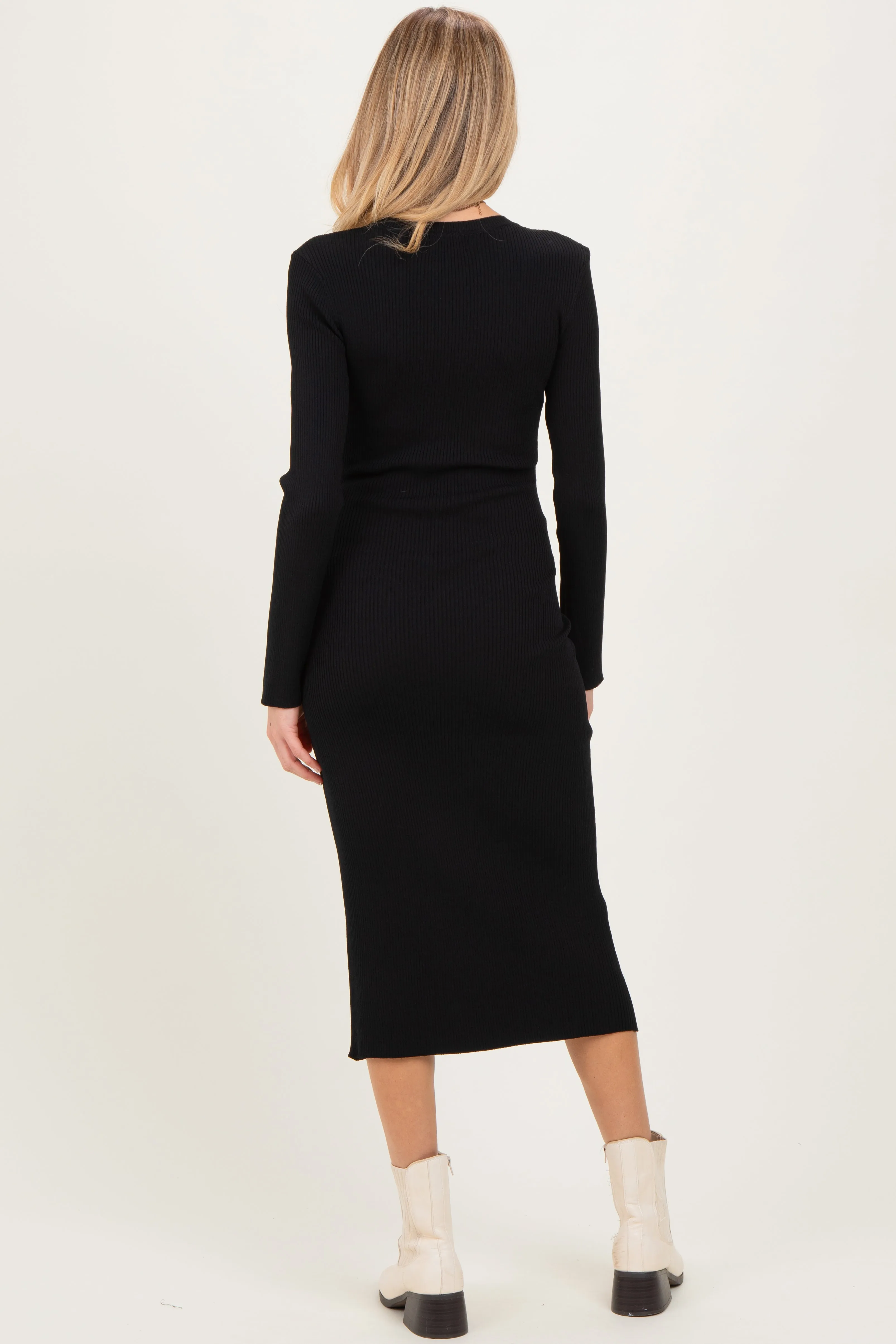 Black Fitted Mesh Cutout Maternity Dress sold by Pinkblush product image thumbnail 3