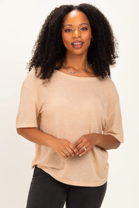 Latte Relaxed Fit Short Sleeve Top made by BiBi