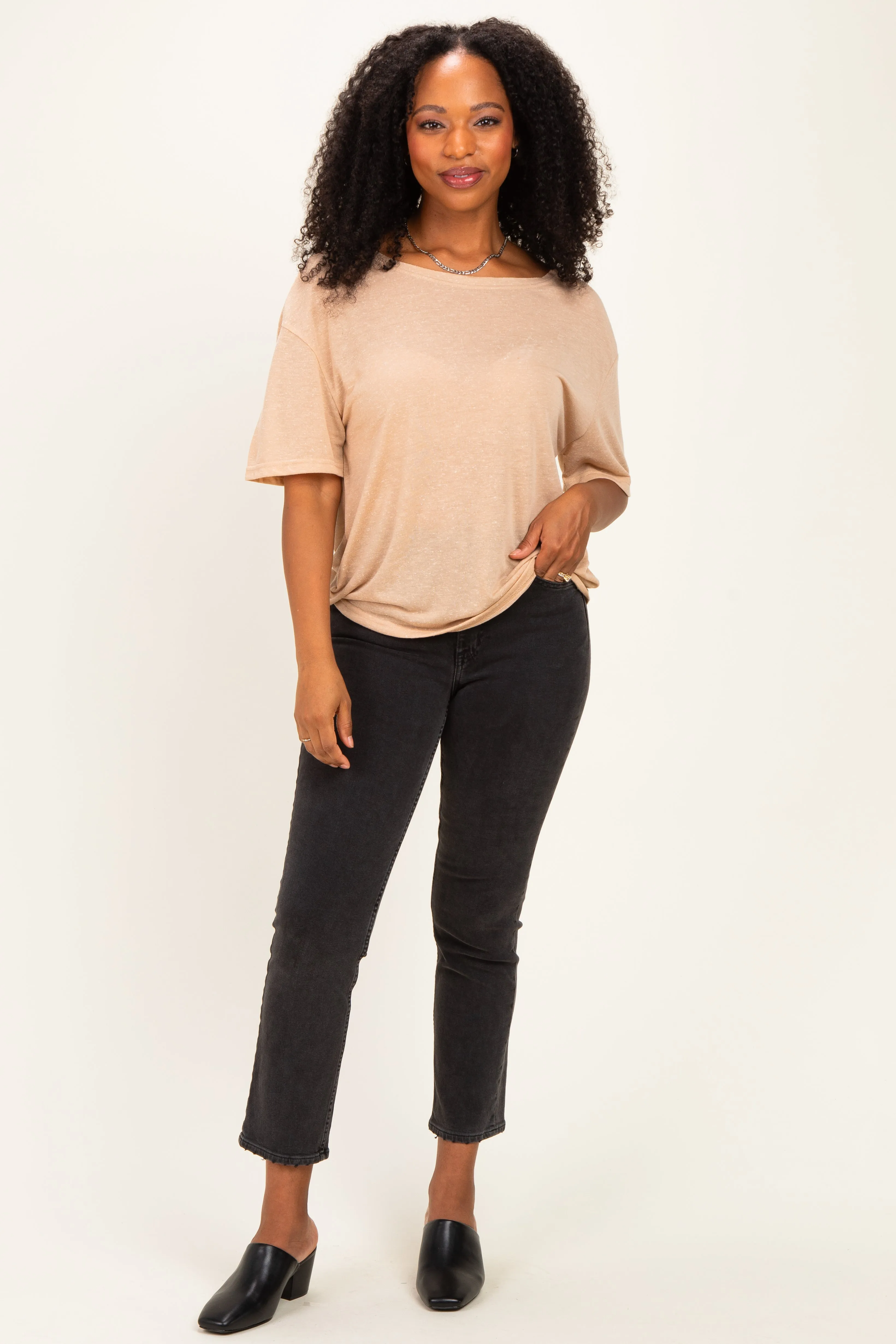 Latte Relaxed Fit Short Sleeve Top sold by Pinkblush product image thumbnail 2