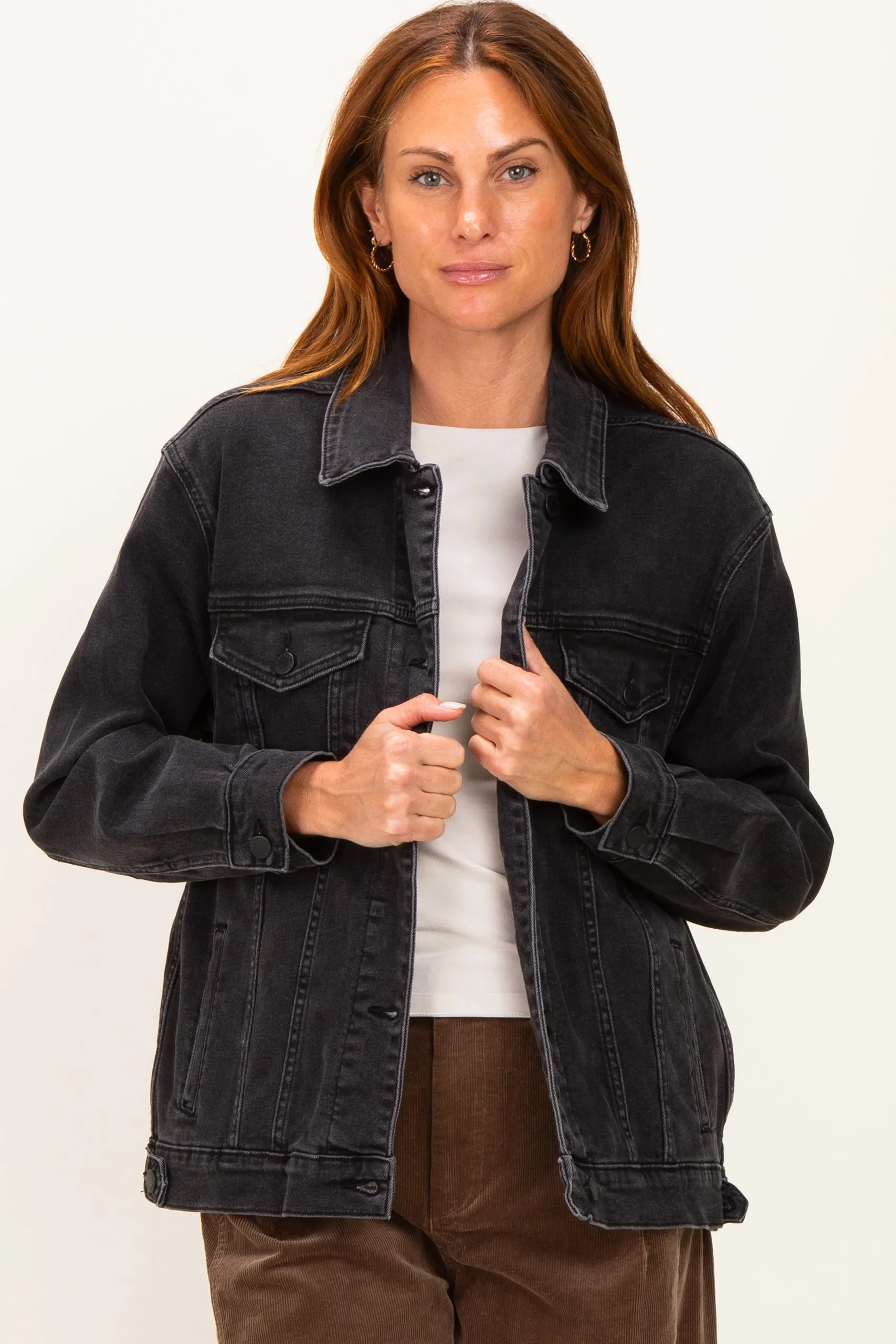Black Faded Wash Oversized Denim Jacket sold by Pinkblush product image thumbnail 2