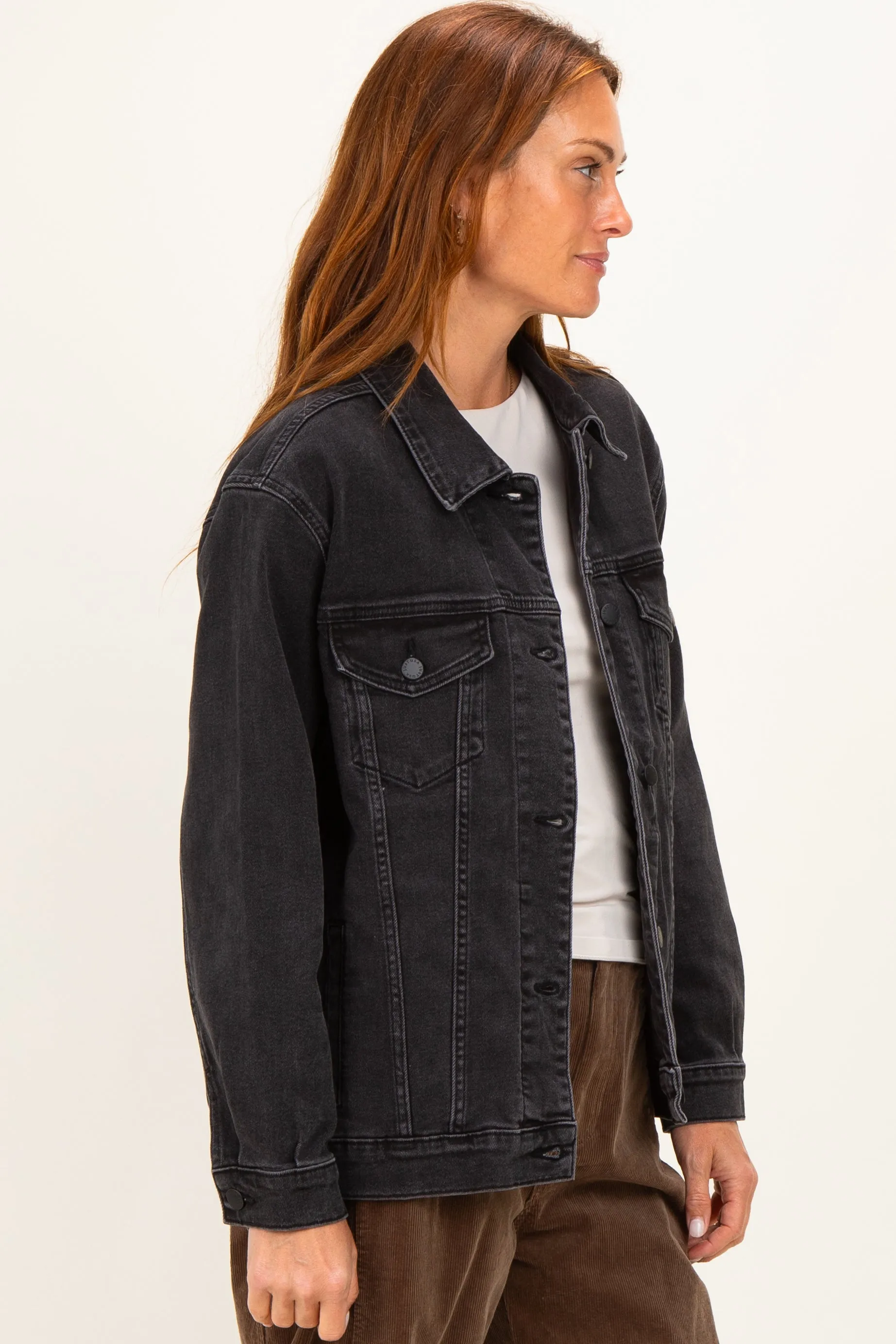 Black Faded Wash Oversized Denim Jacket sold by Pinkblush product image thumbnail 3