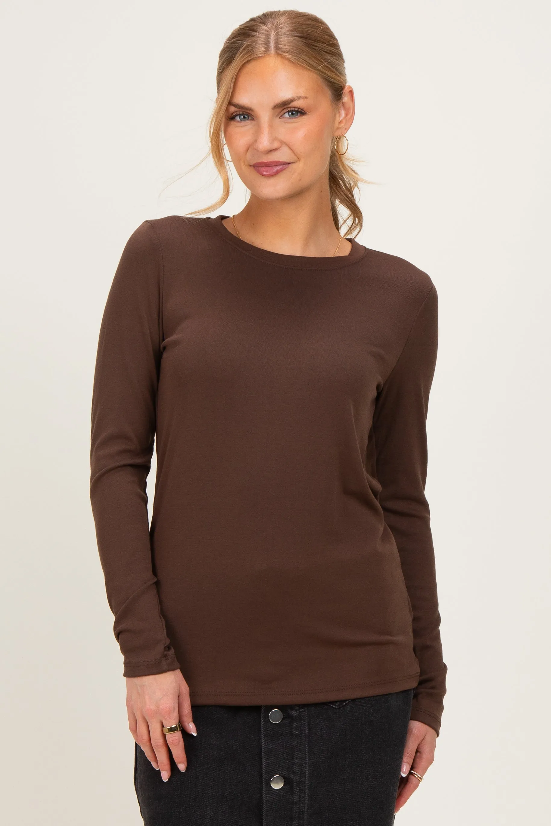 Brown Long Sleeve Maternity Top sold by Pinkblush product image thumbnail 5