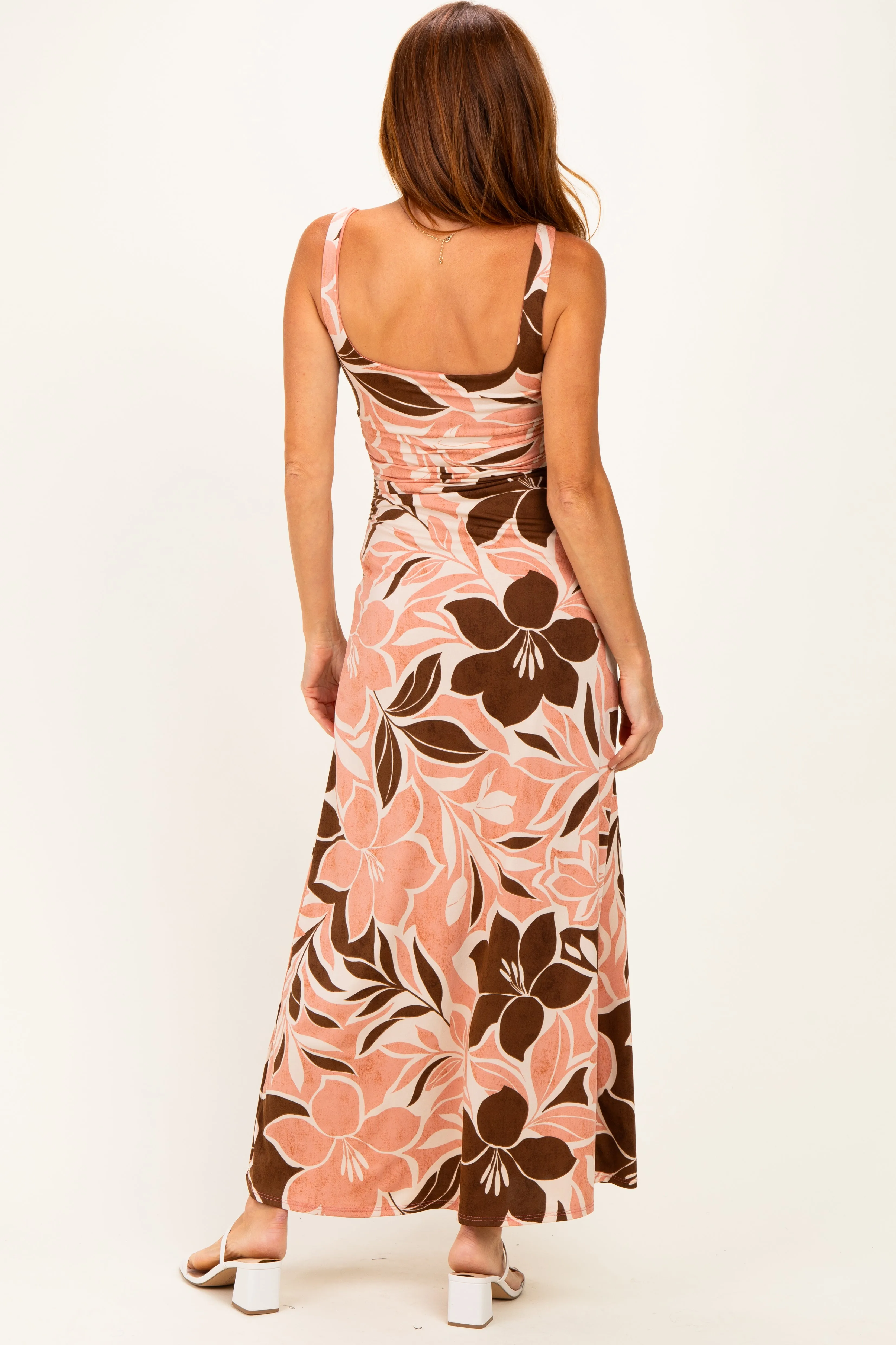 Pink Floral Scoop Back Maxi Dress sold by Pinkblush product image thumbnail 4