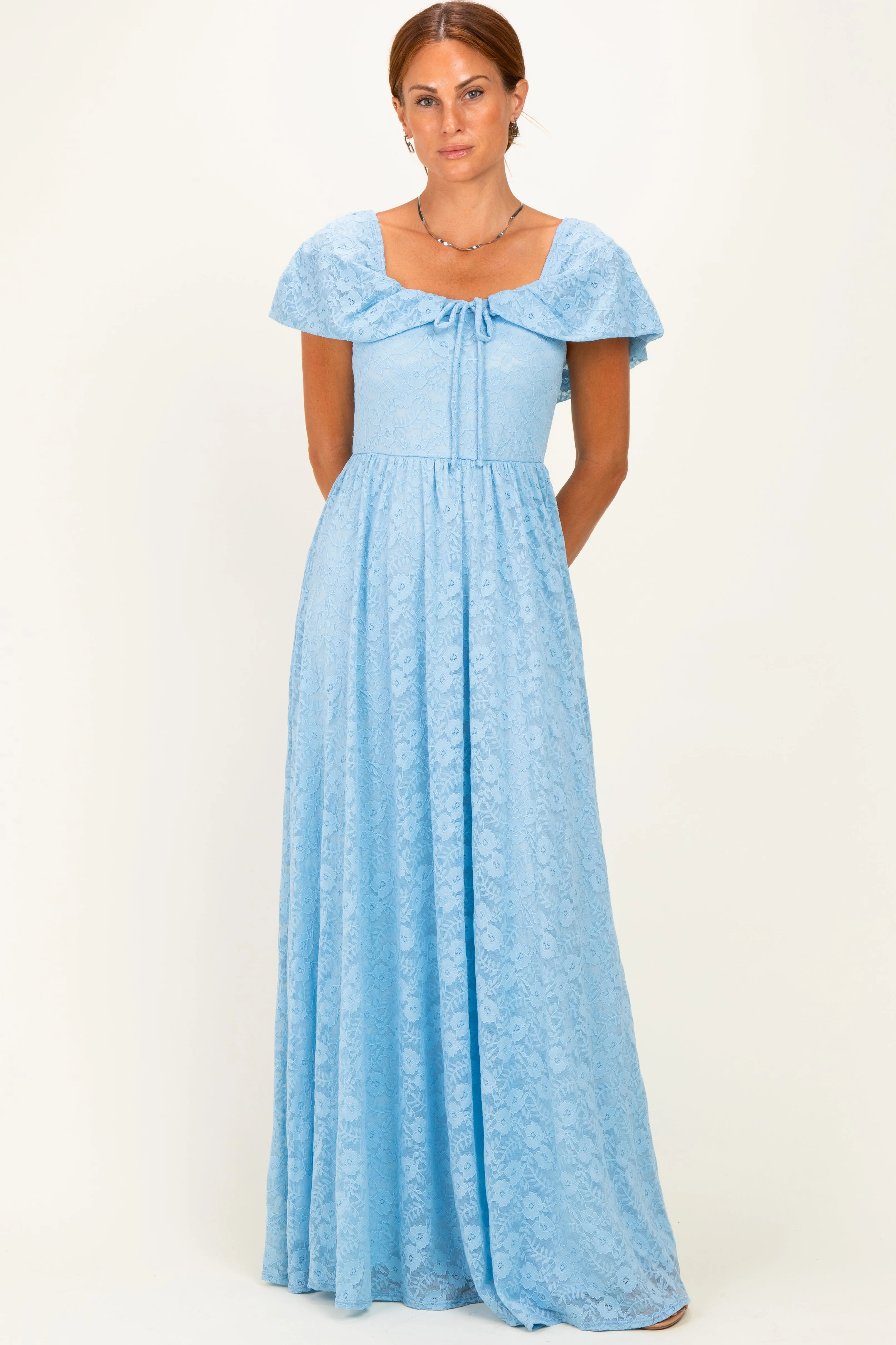Light Blue Lace Maxi Dress sold by Pinkblush product image thumbnail 2