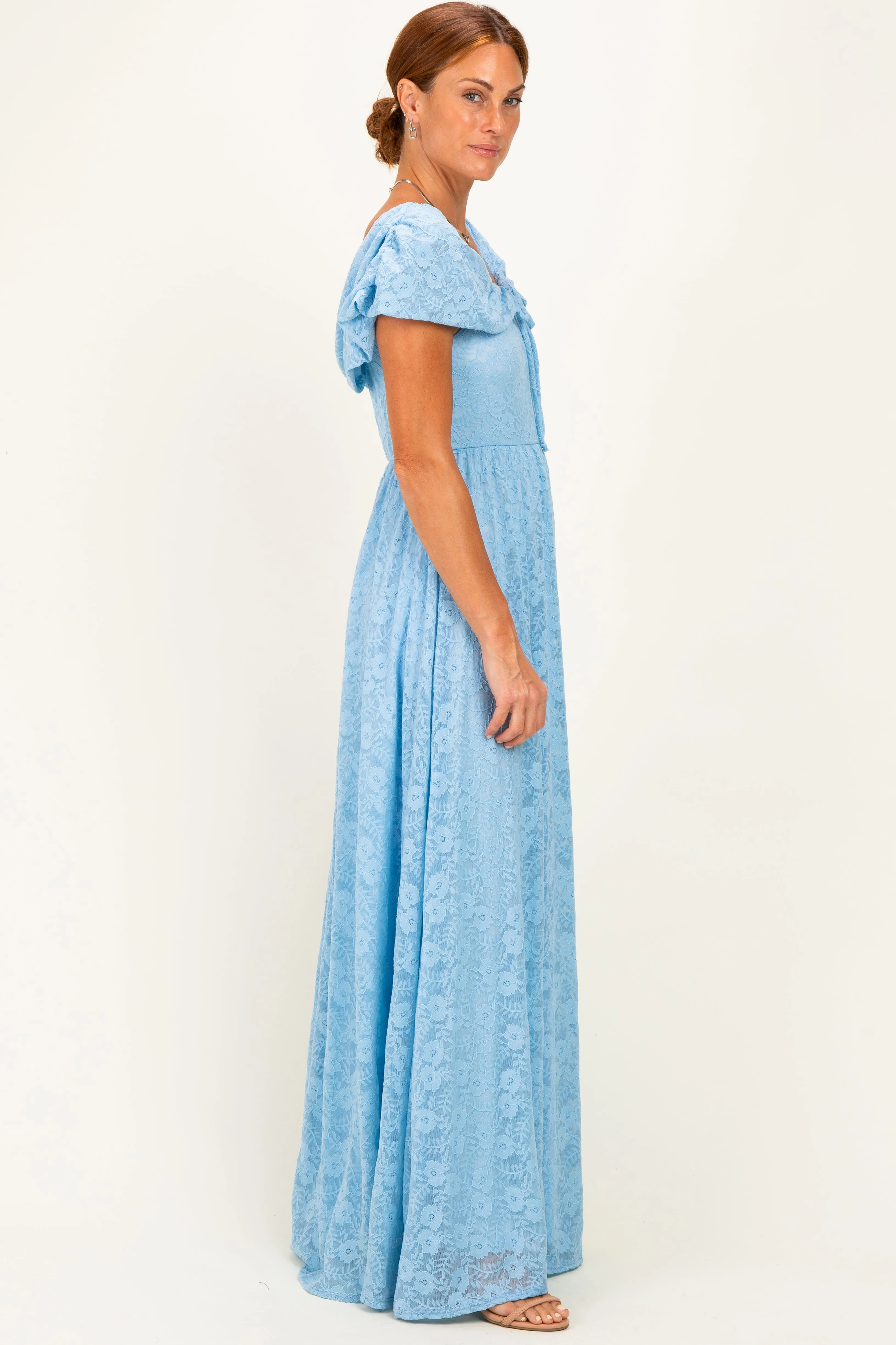 Light Blue Lace Maxi Dress sold by Pinkblush product image thumbnail 3